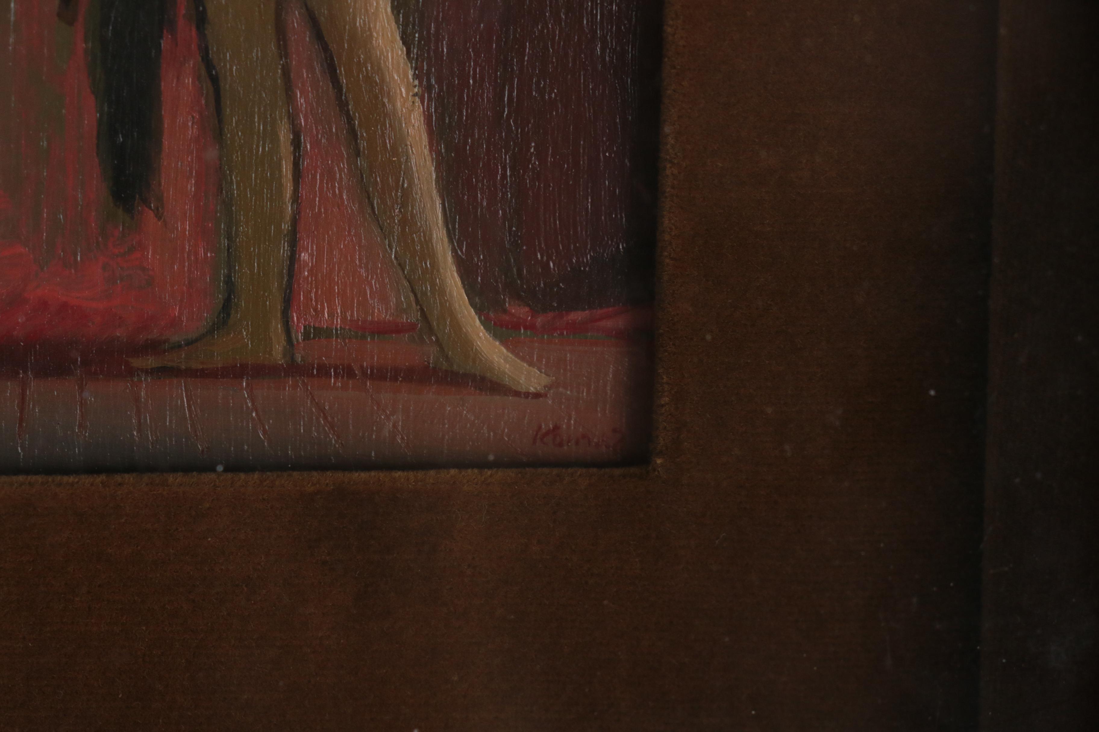 Adolf Konrad Oil Painting of Female Nude, Late 20th Century