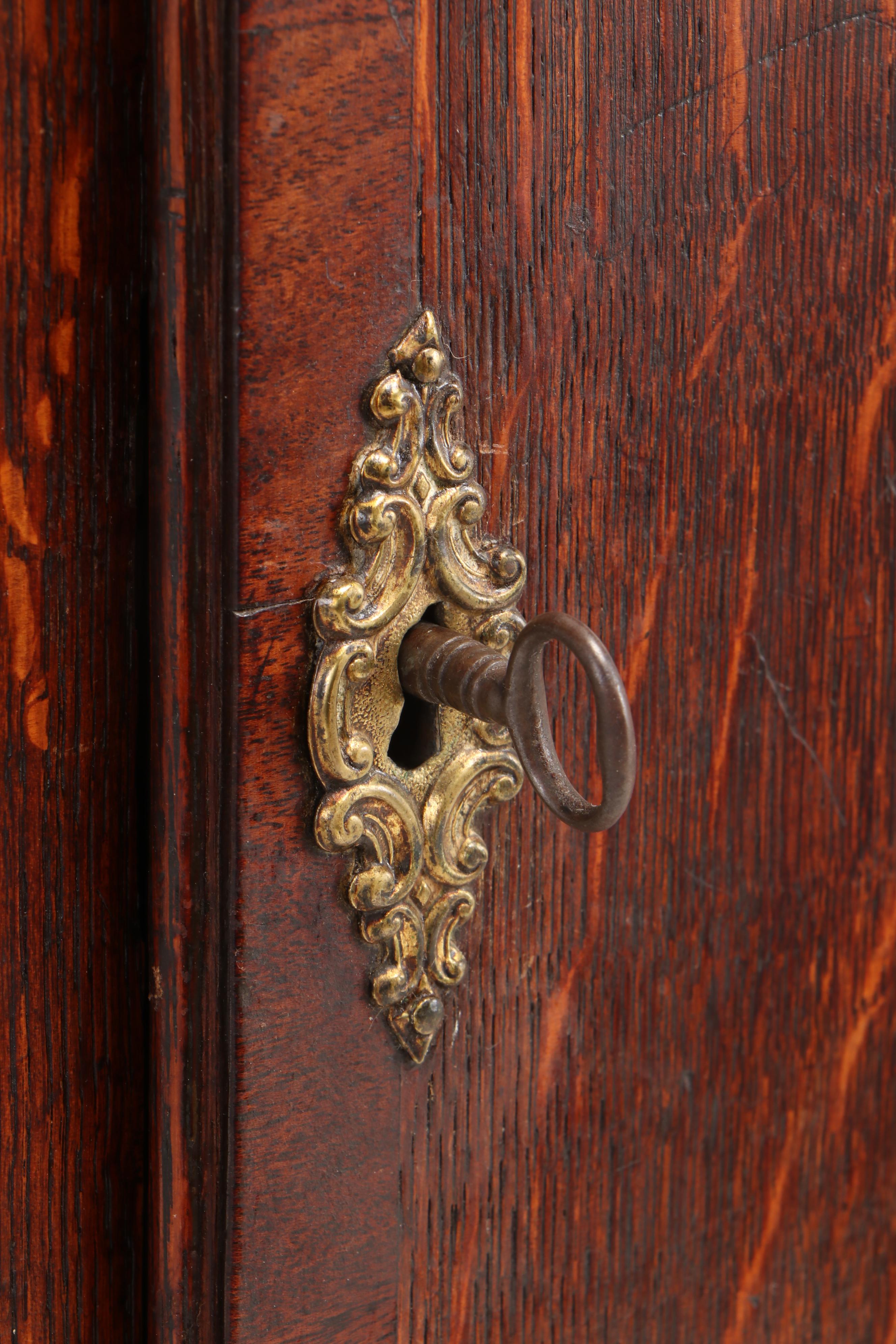 George Ellis, Mahogany-Crossbanded Oak and Marquetry Longcase Clock, circa 1840