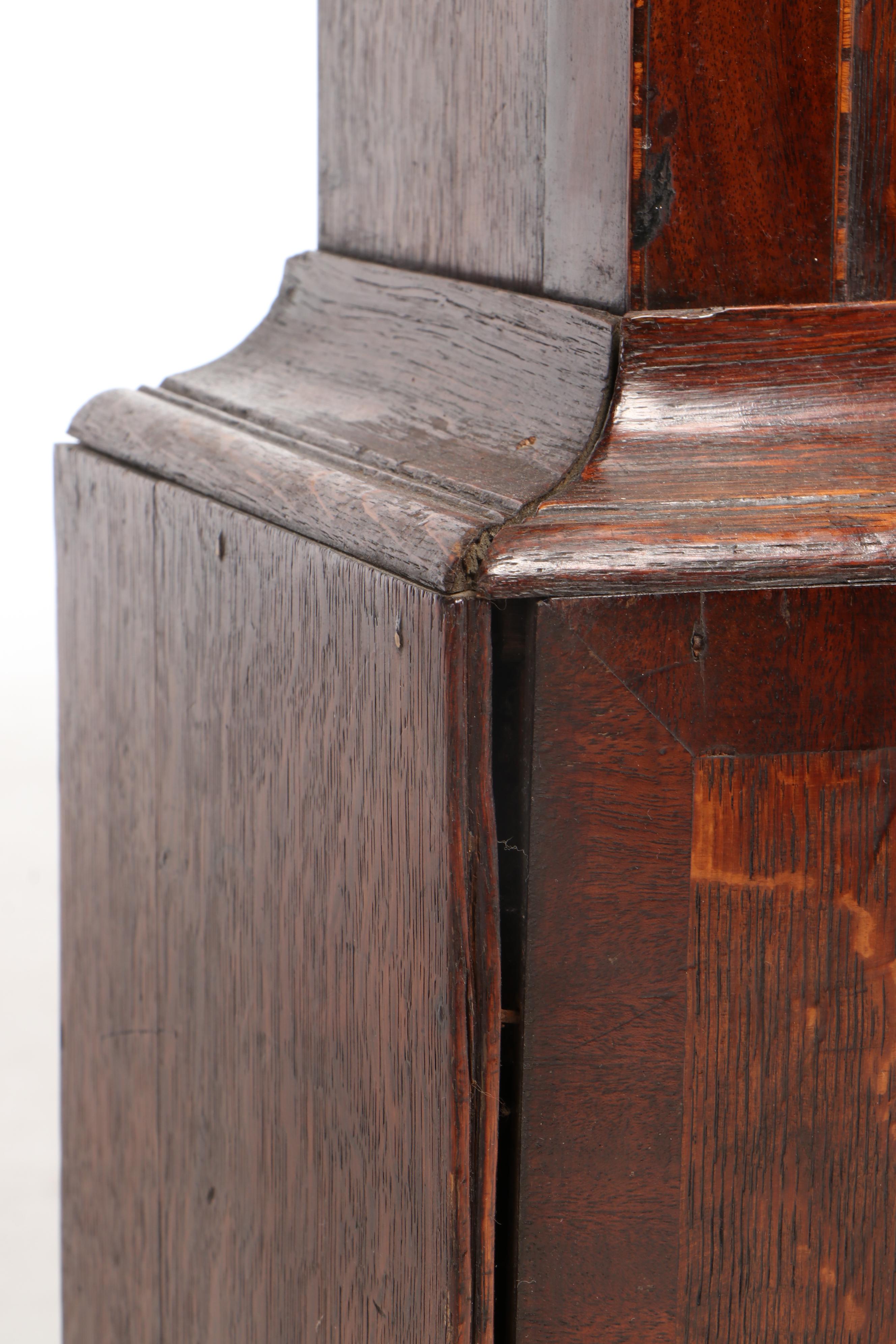 George Ellis, Mahogany-Crossbanded Oak and Marquetry Longcase Clock, circa 1840