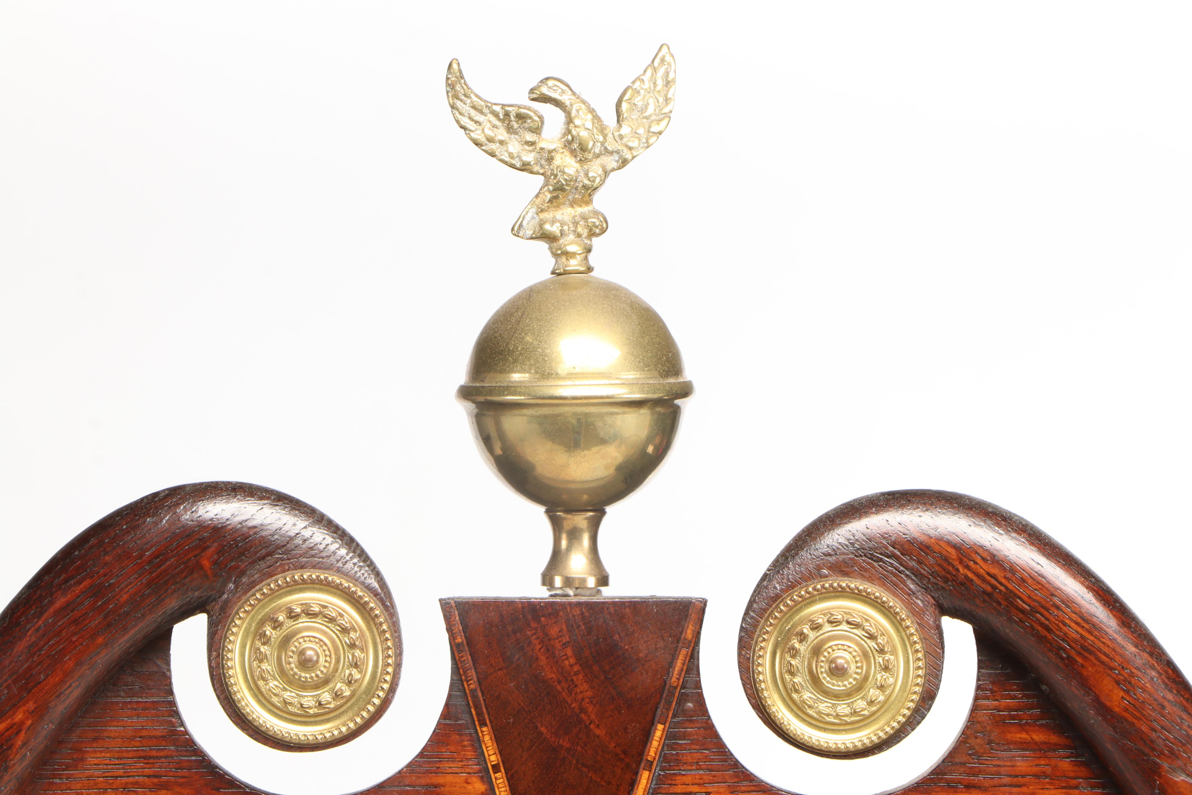 George Ellis, Mahogany-Crossbanded Oak and Marquetry Longcase Clock, circa 1840