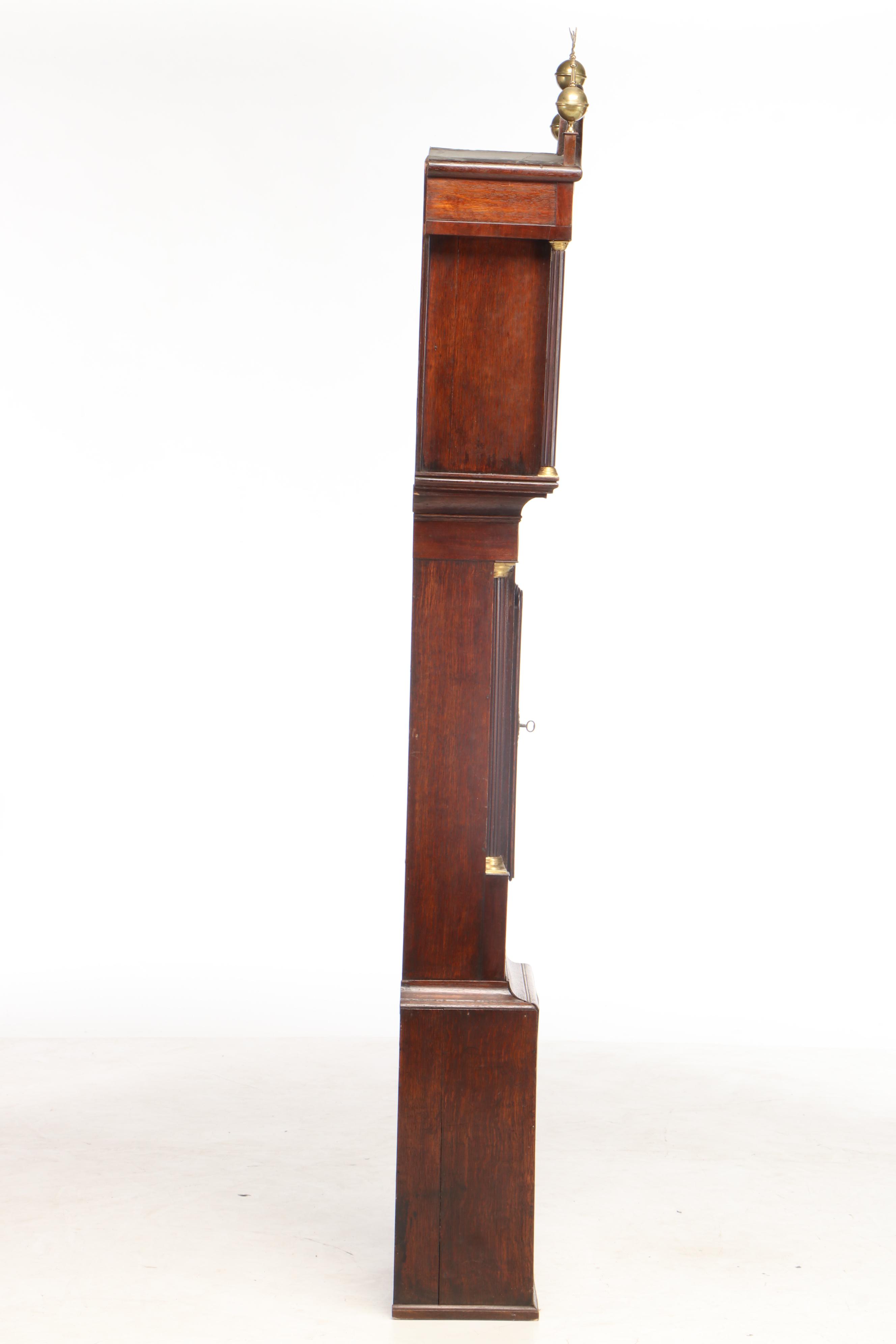 George Ellis, Mahogany-Crossbanded Oak and Marquetry Longcase Clock, circa 1840