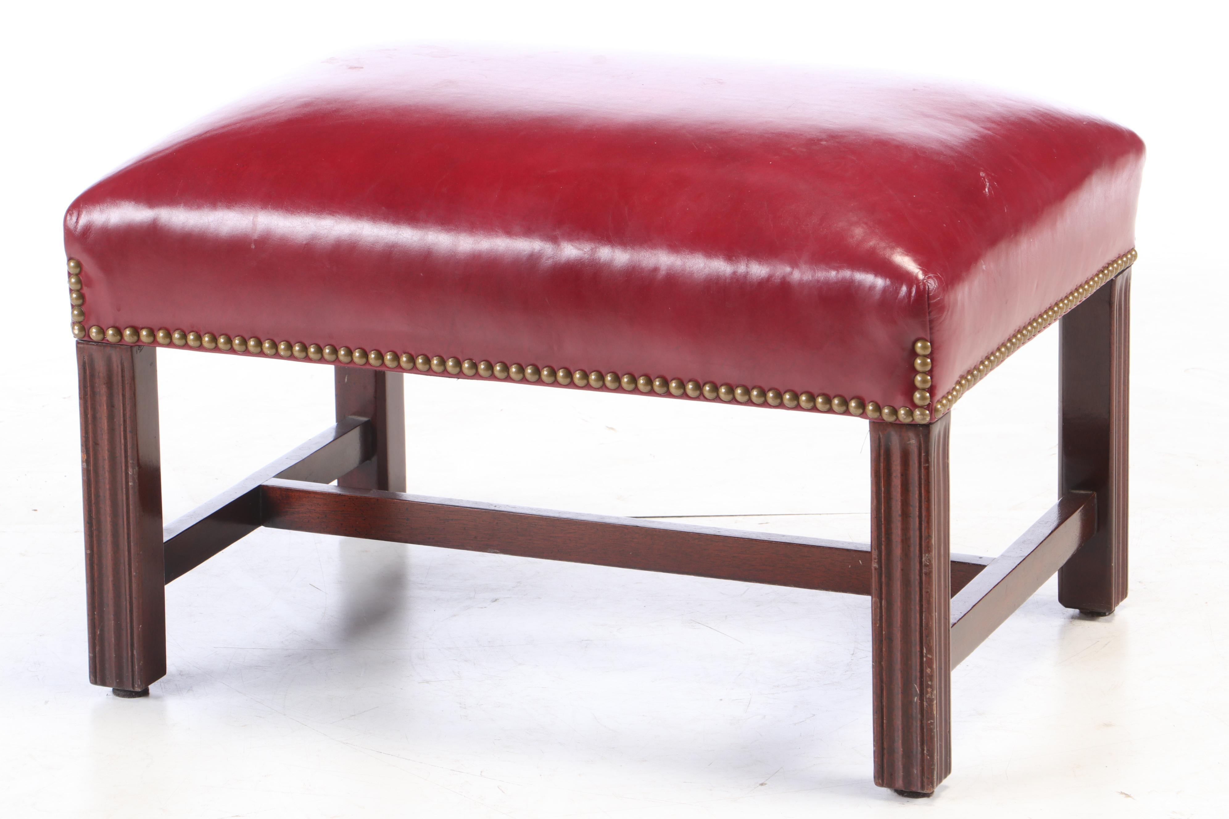 Hancock and Moore, Leather Wingback Chair and Ottoman, Late 20th Century