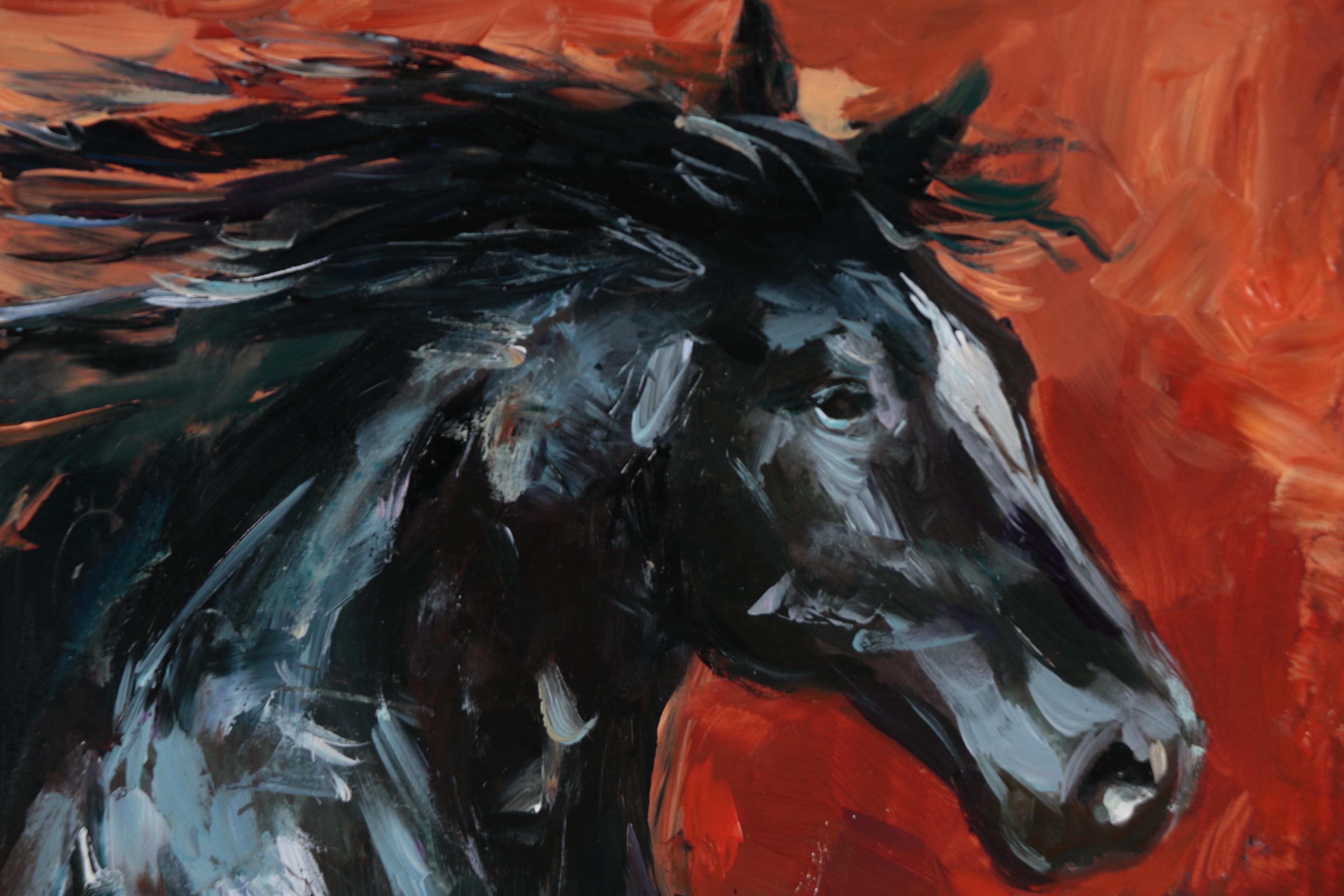 Adam Deda Oil Painting "Black Horse"