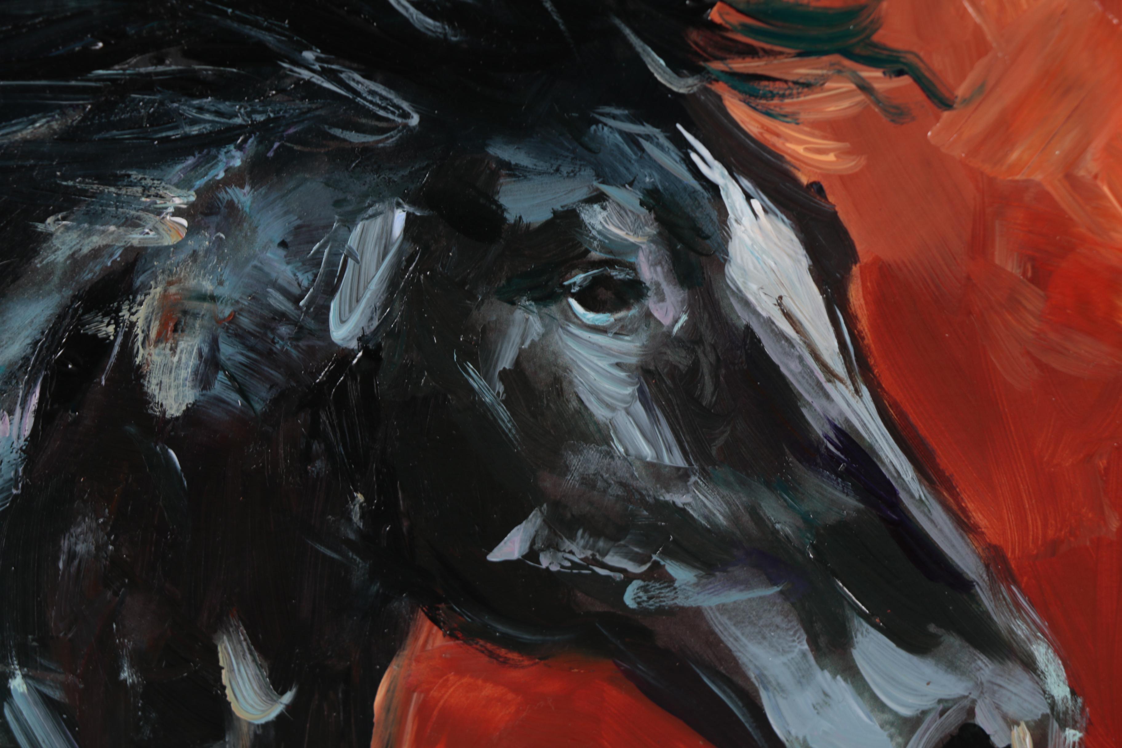Adam Deda Oil Painting "Black Horse"
