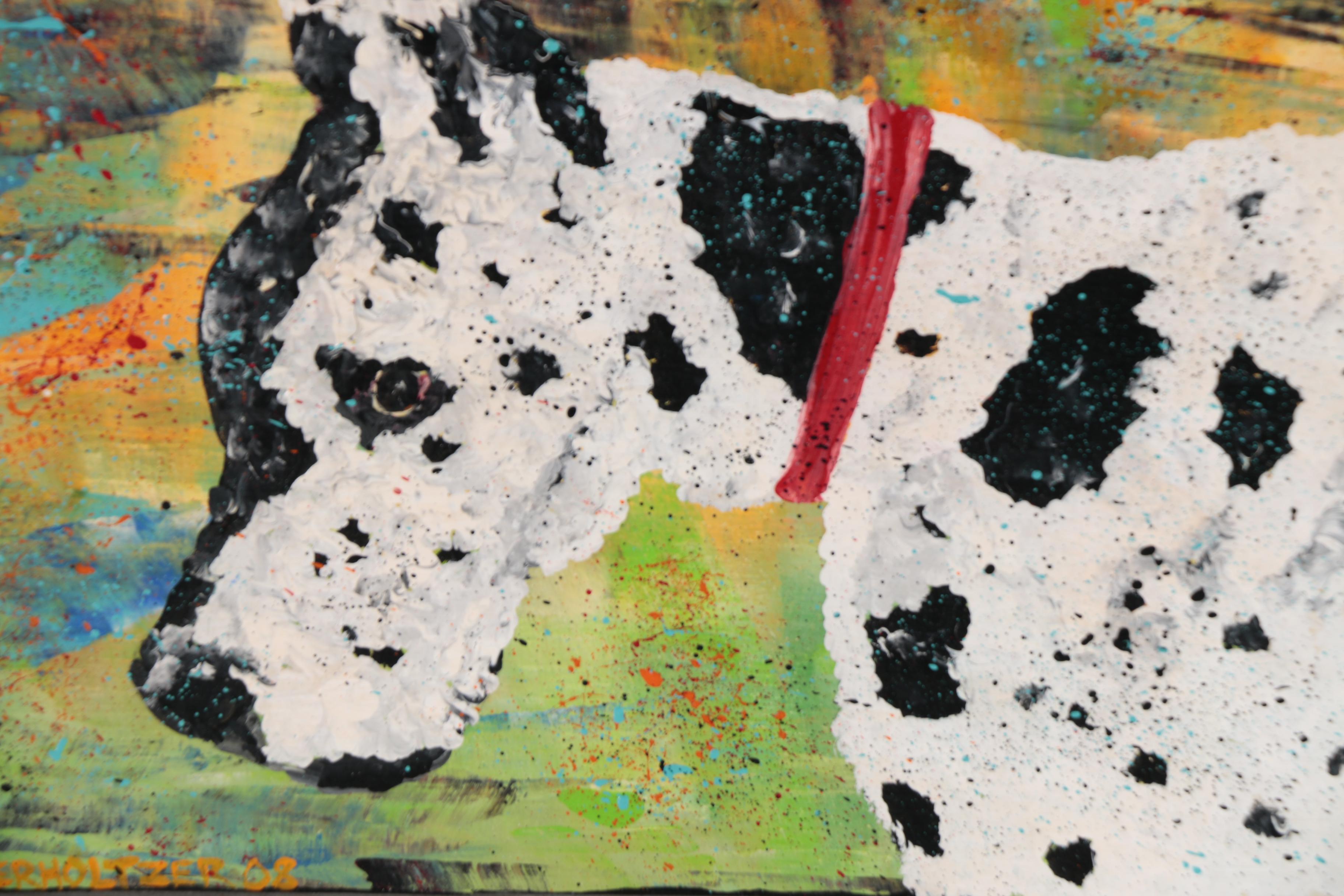 Keno Contemporary Folk Art Acrylic Painting "Great Dane"