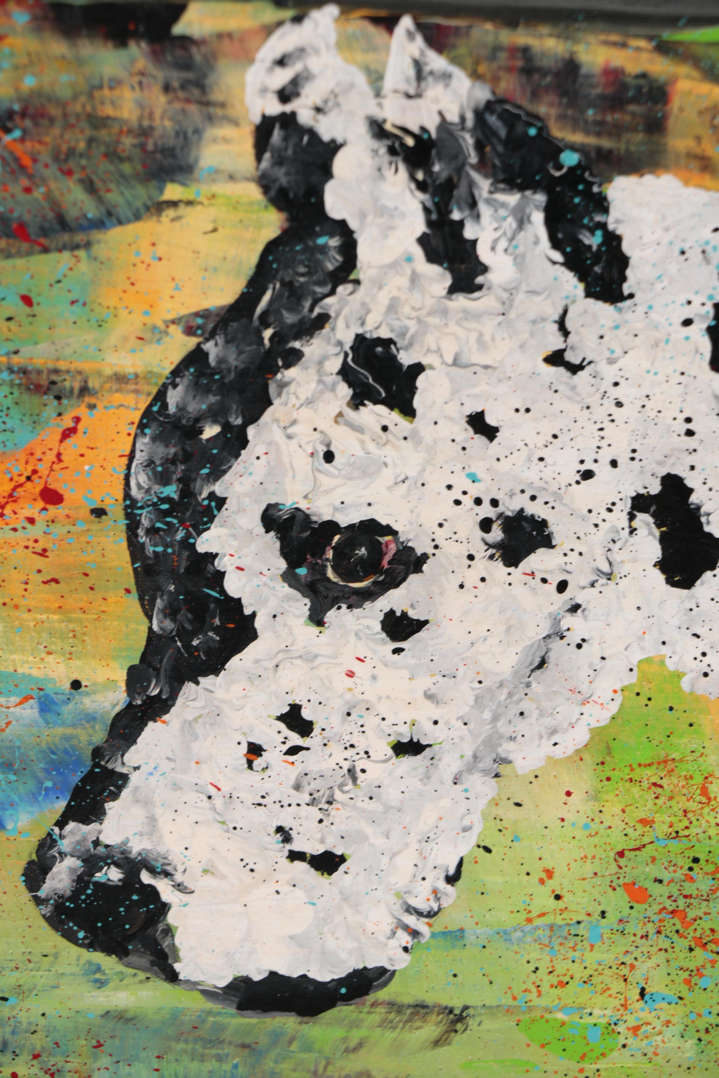 Keno Contemporary Folk Art Acrylic Painting "Great Dane"