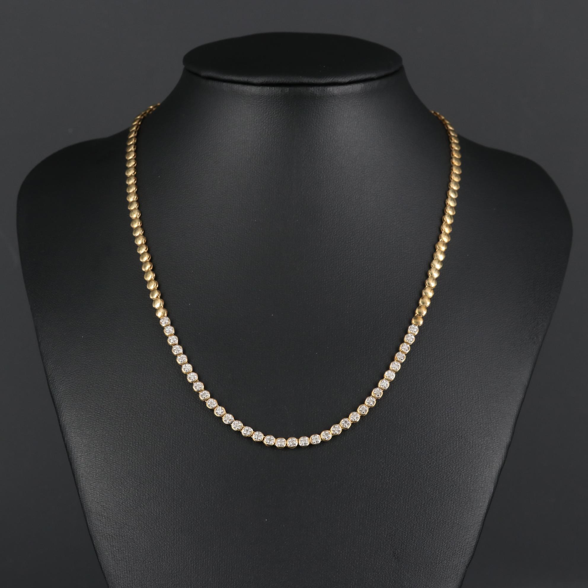 9K Yellow Gold Diamond Necklace