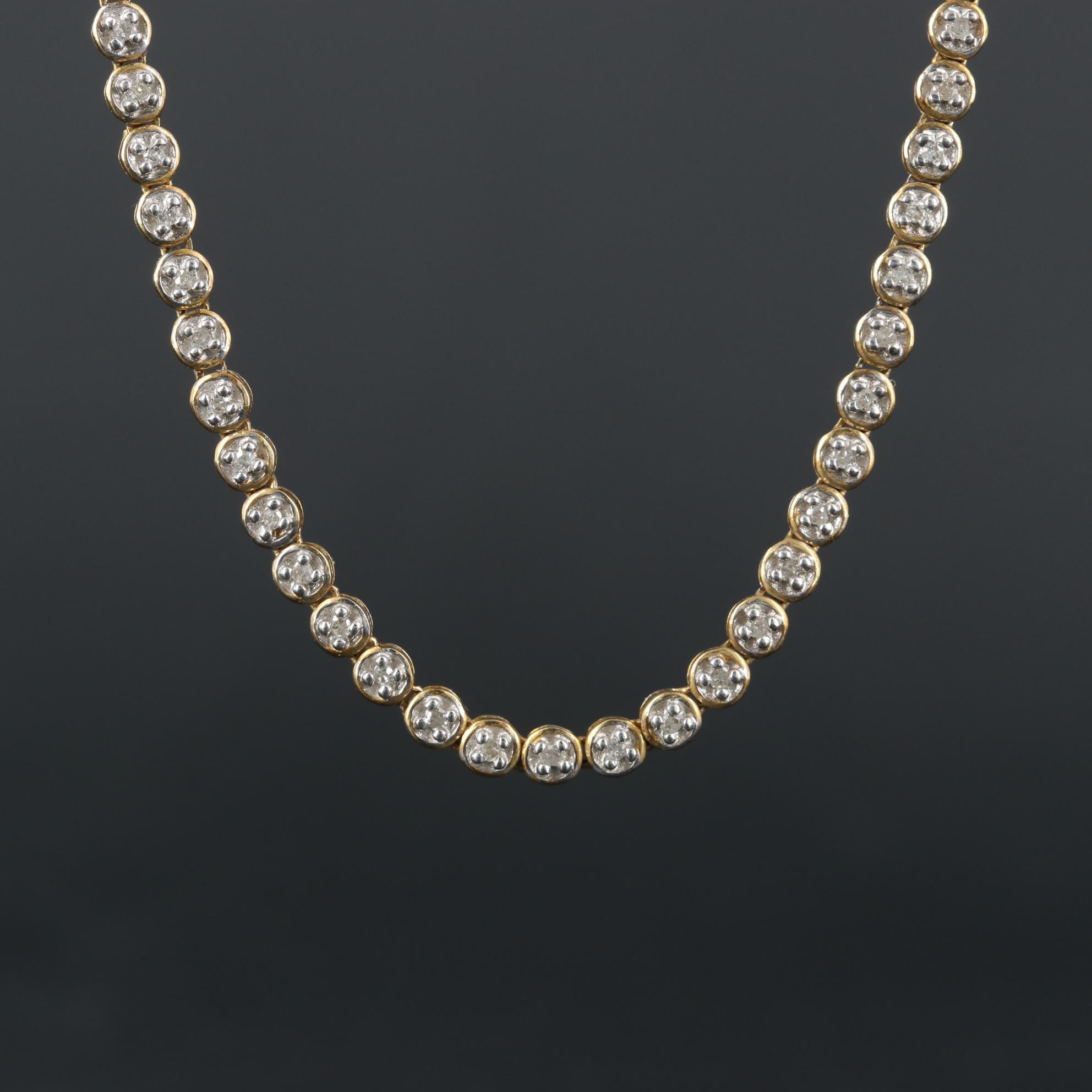 9K Yellow Gold Diamond Necklace