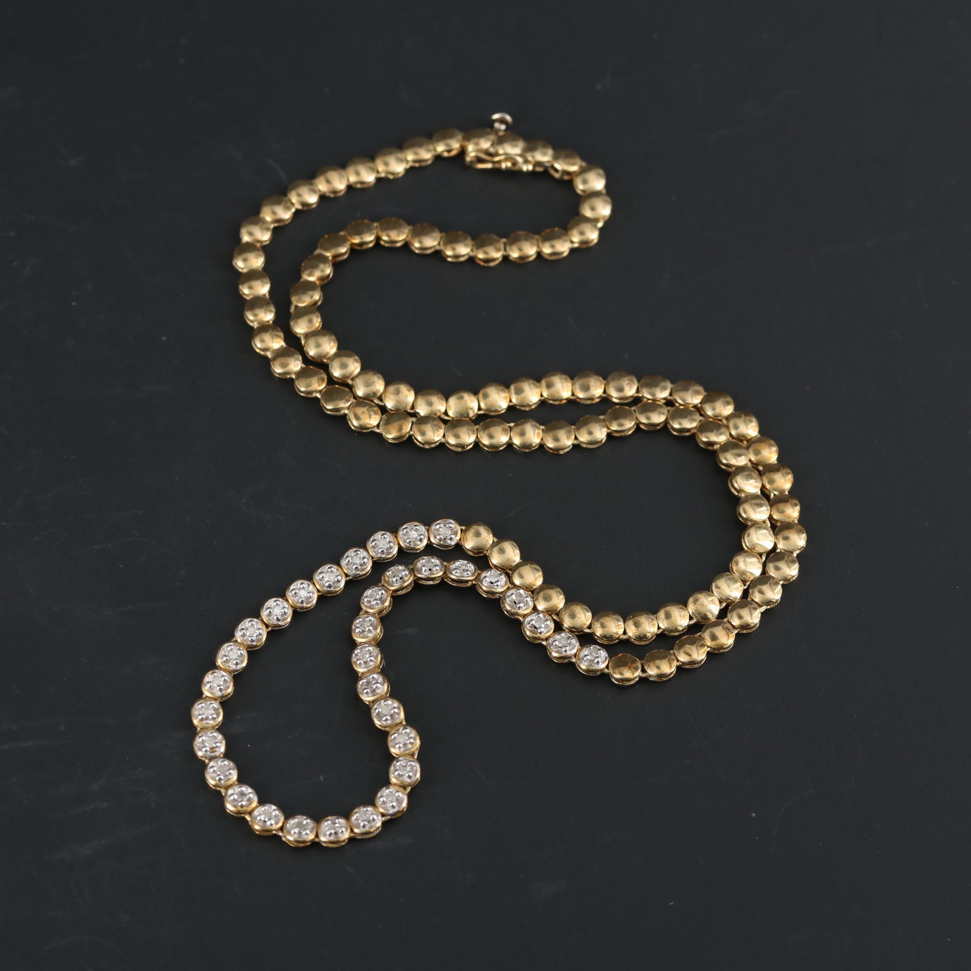 9K Yellow Gold Diamond Necklace