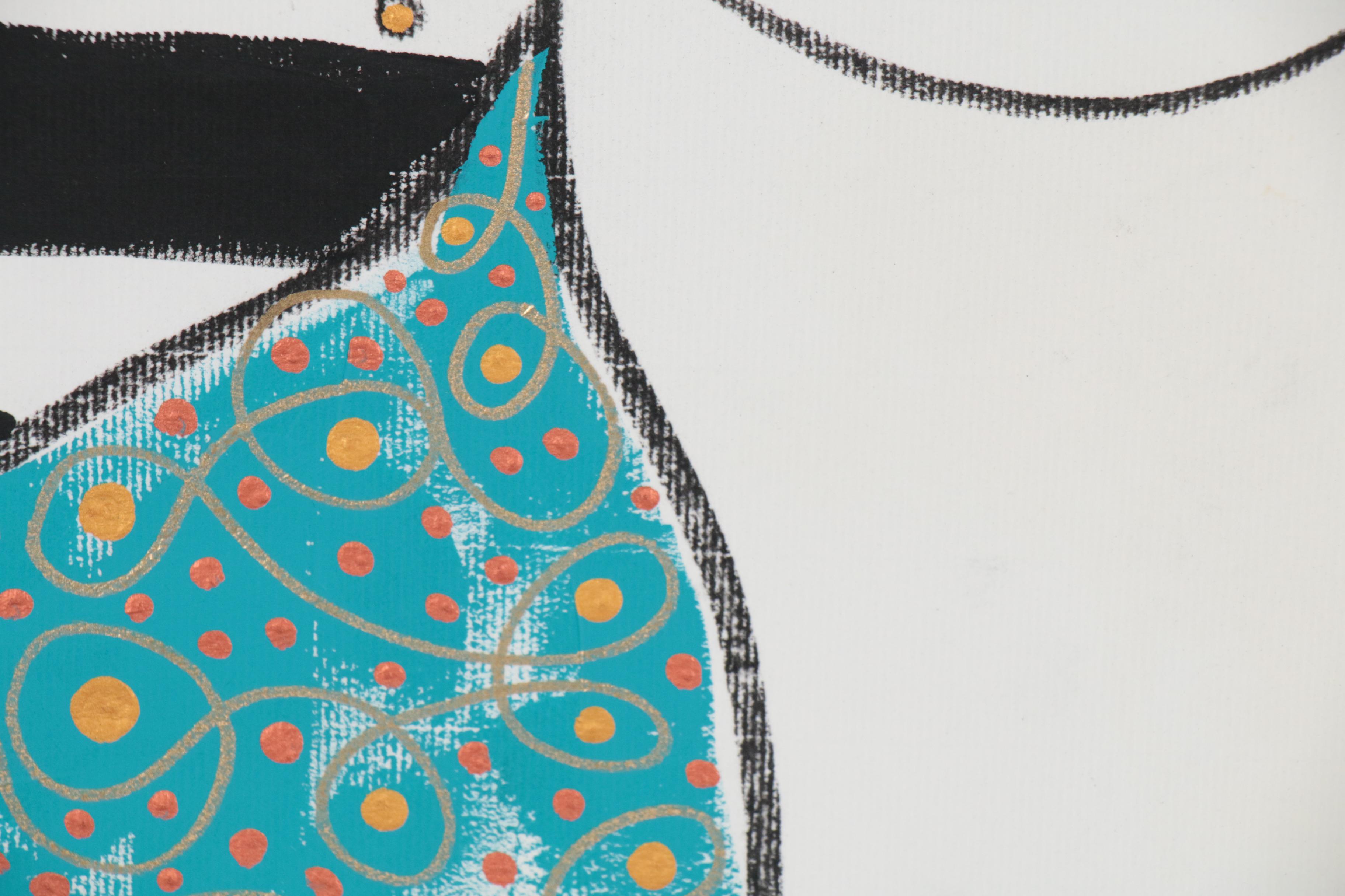 Francois Aguiard Mixed Media Painting "Frida Kahlo", 2019