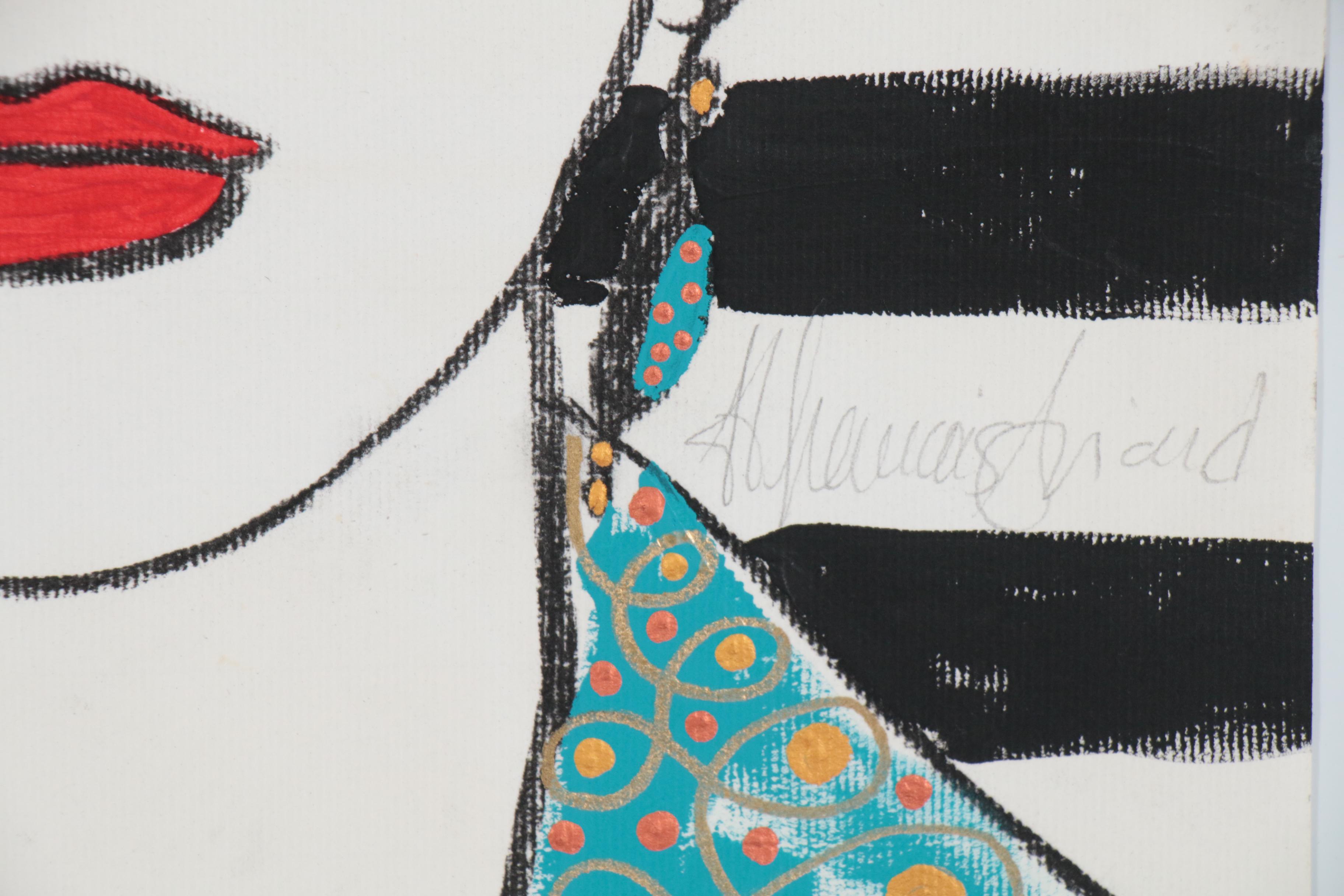 Francois Aguiard Mixed Media Painting "Frida Kahlo", 2019