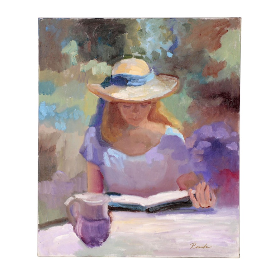 Sally Rosenbaum Figure Oil Painting of Woman Reading