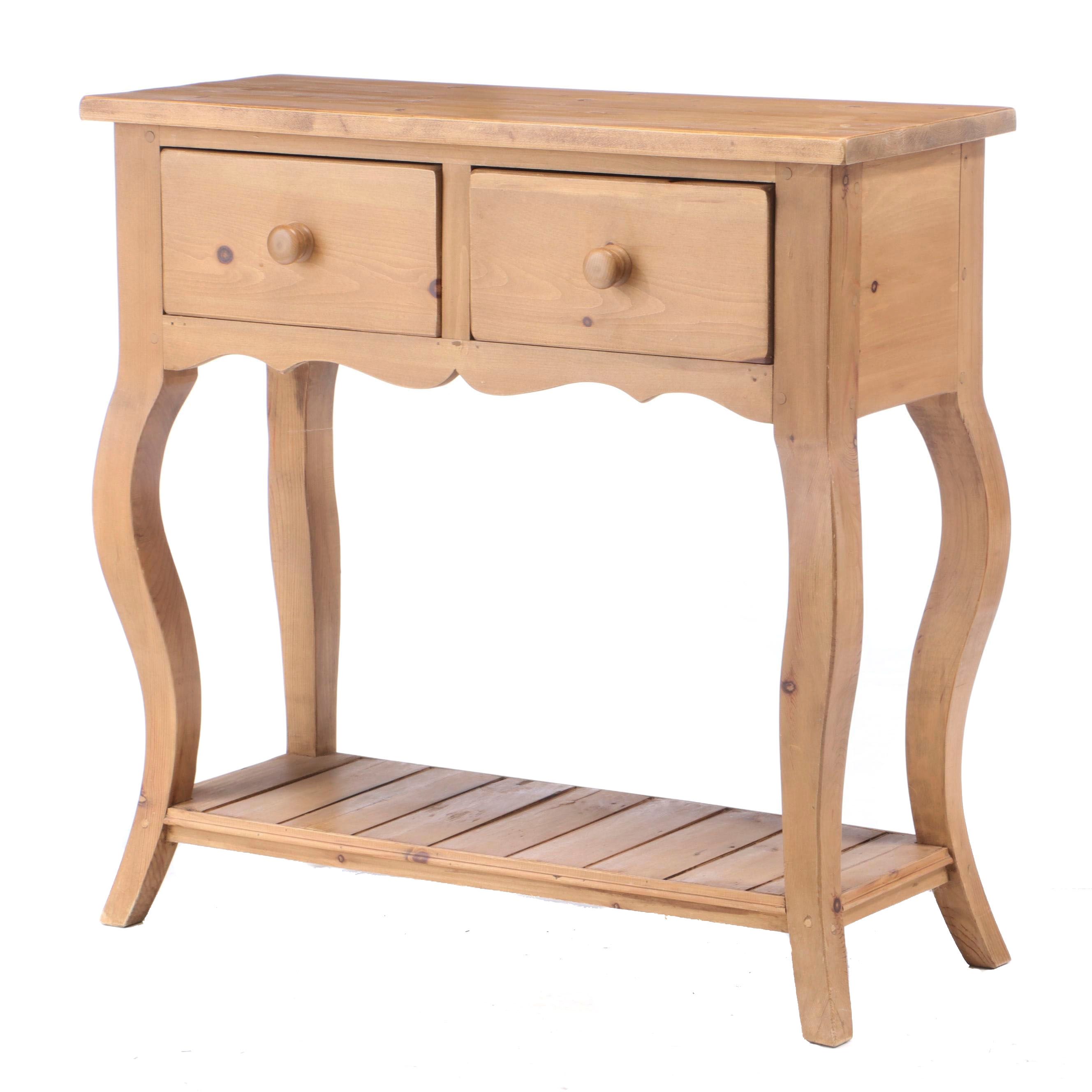 Provincial Pine Two-Drawer Console Table, Late 20th Century