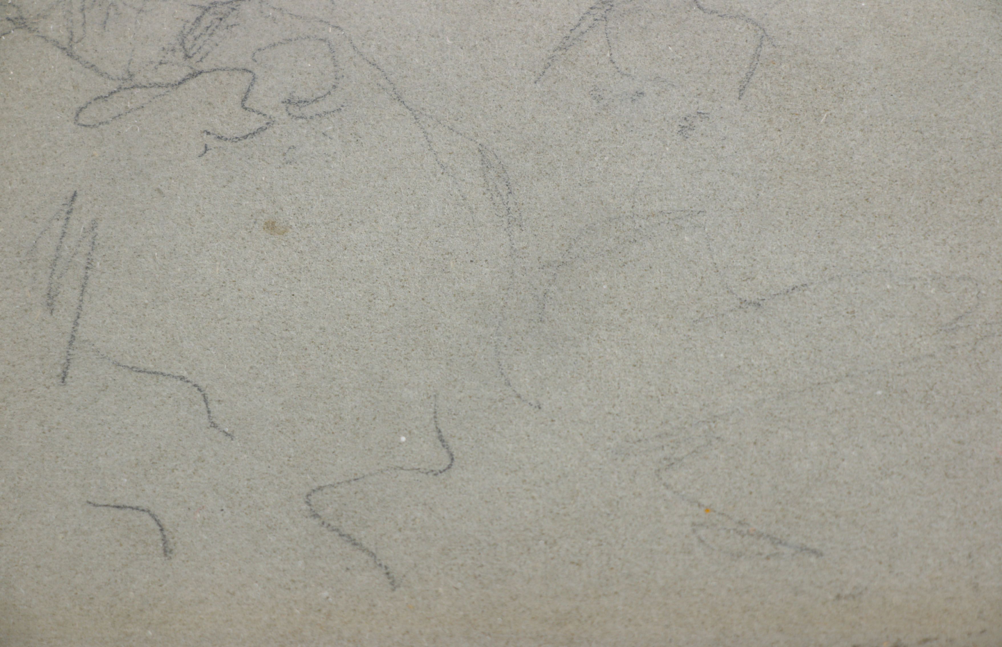 Mary Stevenson Cassatt Pencil Study Sketch of Figures