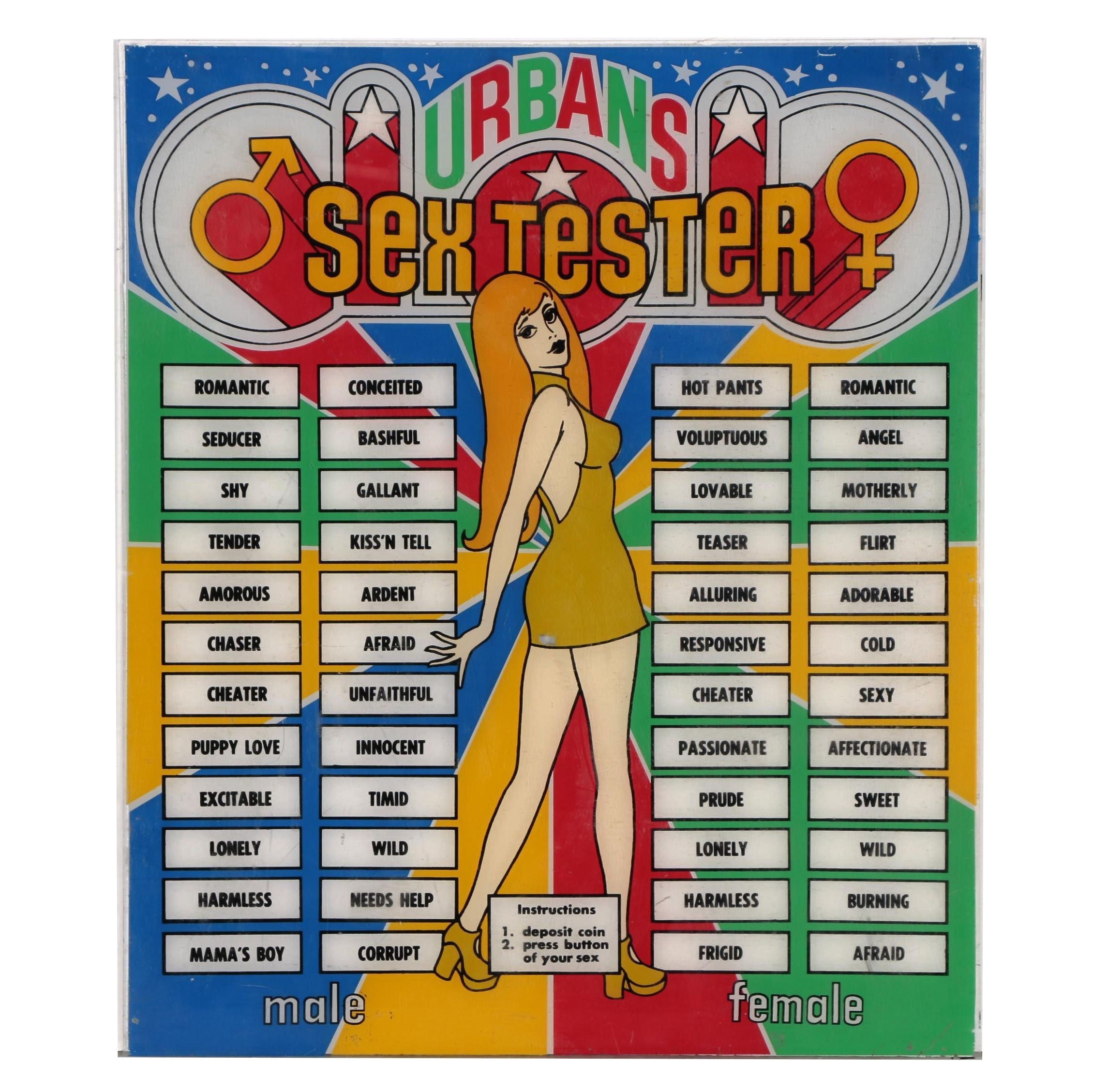 Urban Industries "Sex Tester" Arcade Game with Additional Display Panel, 1960s