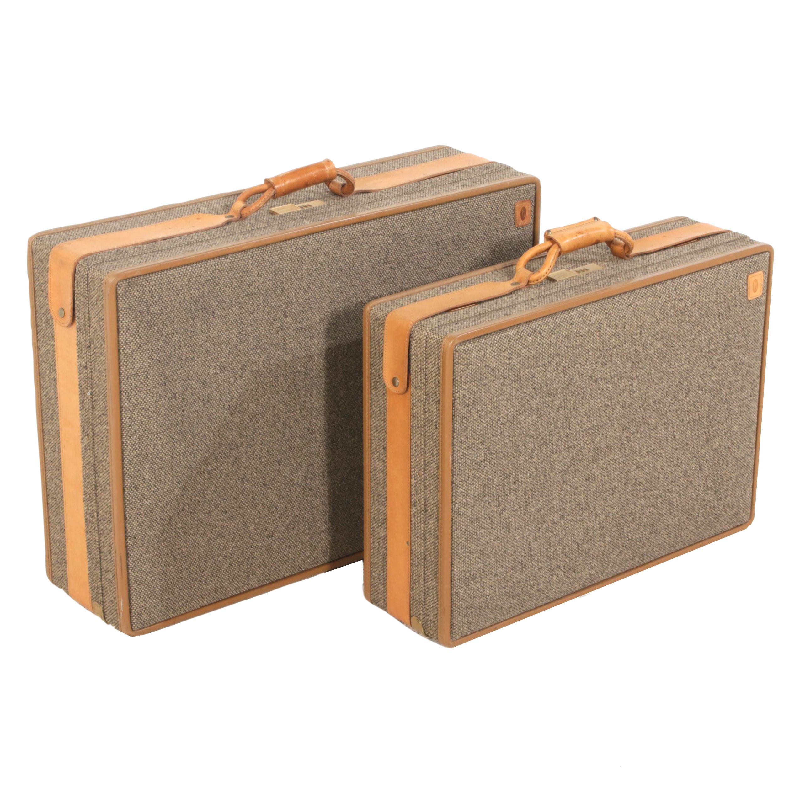 Hartmann Tweed Suitcases with Leather Trim, Vintage