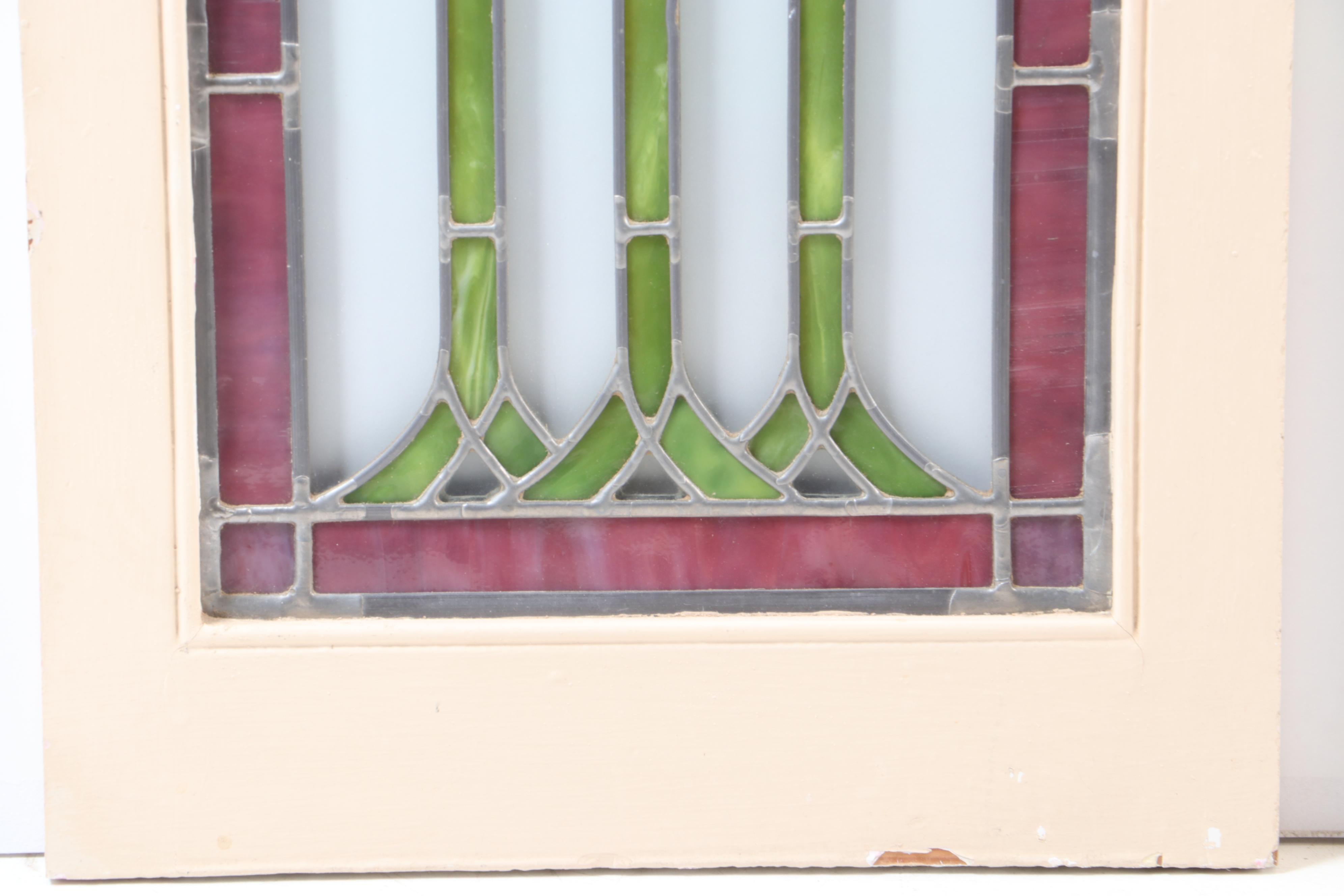 Pair of Leaded Stained Glass Cabinet Doors, Early 20th Century