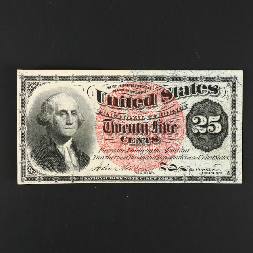 Fourth Issue Twenty-Five Cent Fractional Currency Note with George Washington