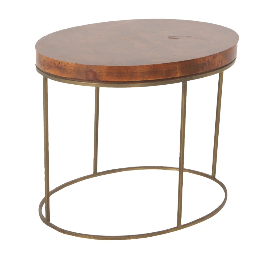 Brandt, Burlwood and Brass Framed Side Table, Late 20th Century