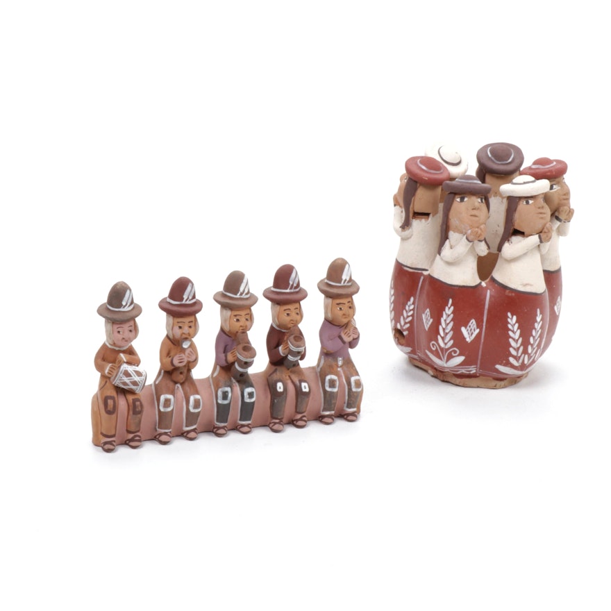Quinua Pottery Peruvian Folk Art Musical Figurines, Mid-20th Century
