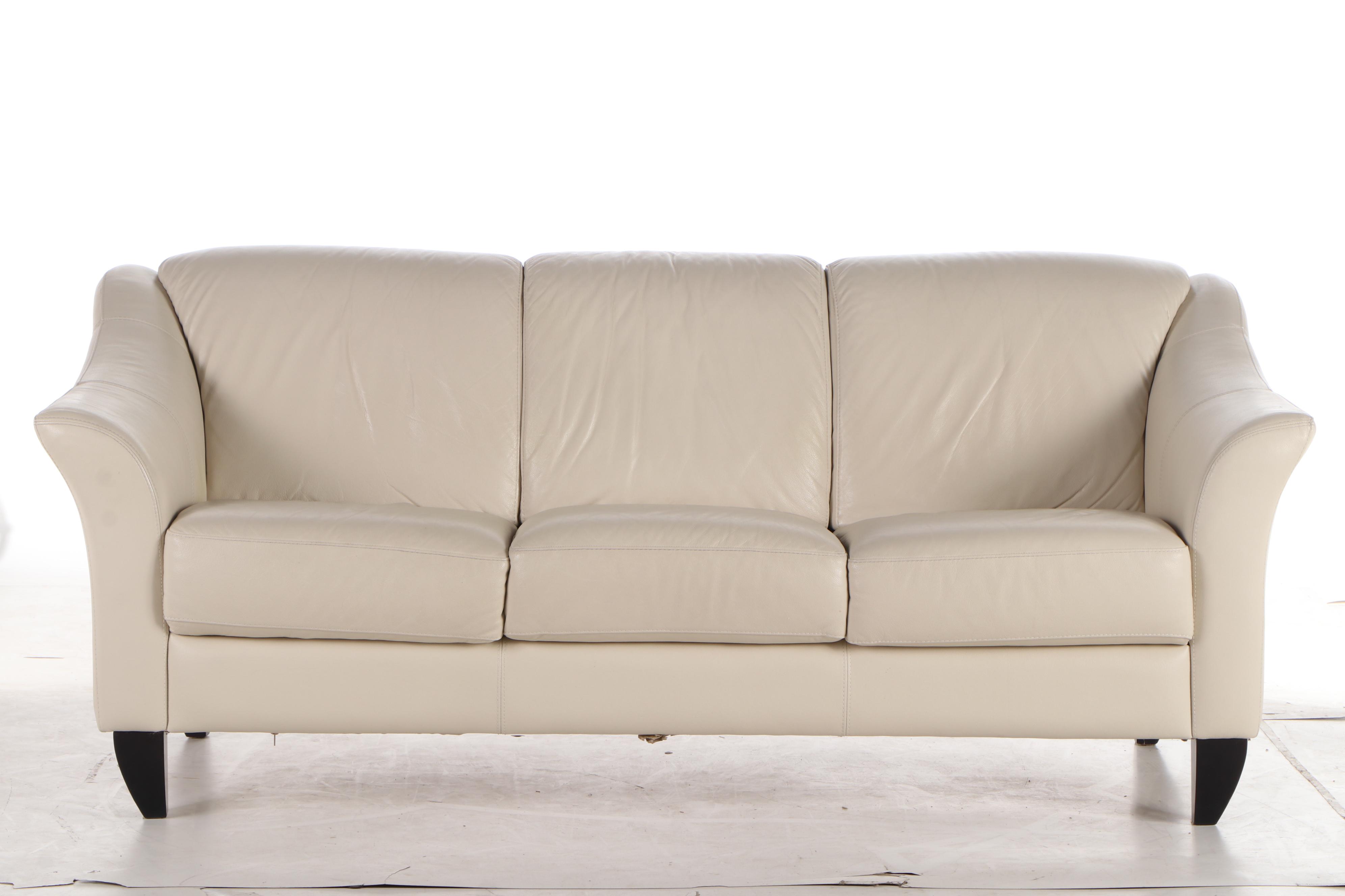 Chateau d'Ax Italian Leather Upholstered Sofa, Contemporary