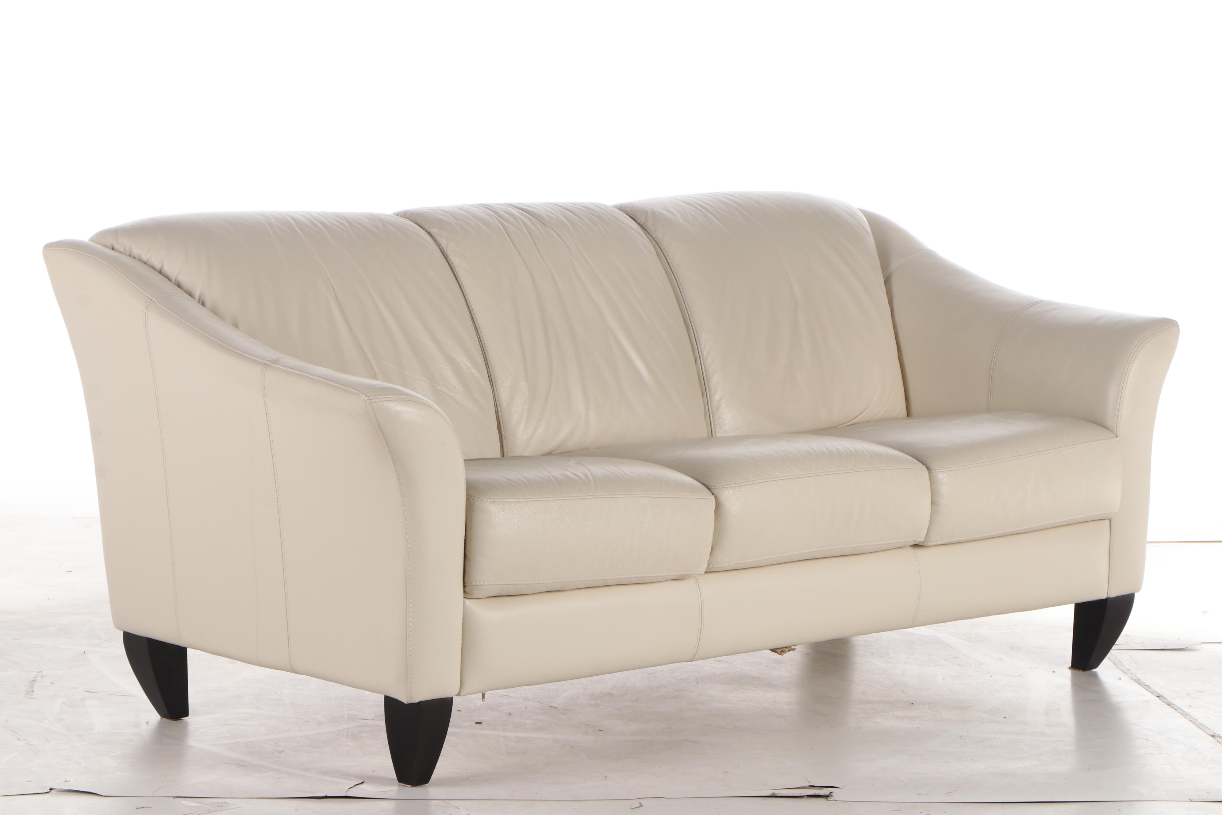 Chateau d'Ax Italian Leather Upholstered Sofa, Contemporary