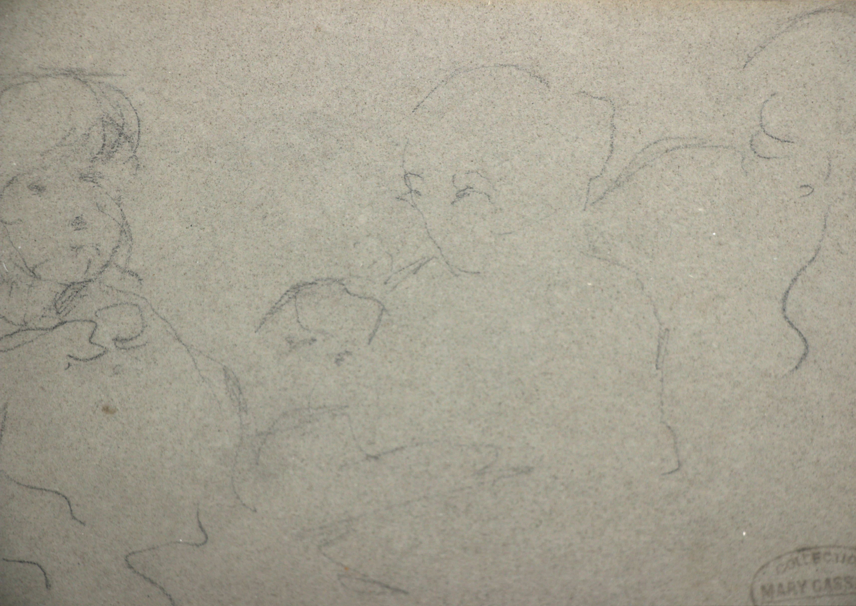 Mary Stevenson Cassatt Pencil Study Sketch of Figures