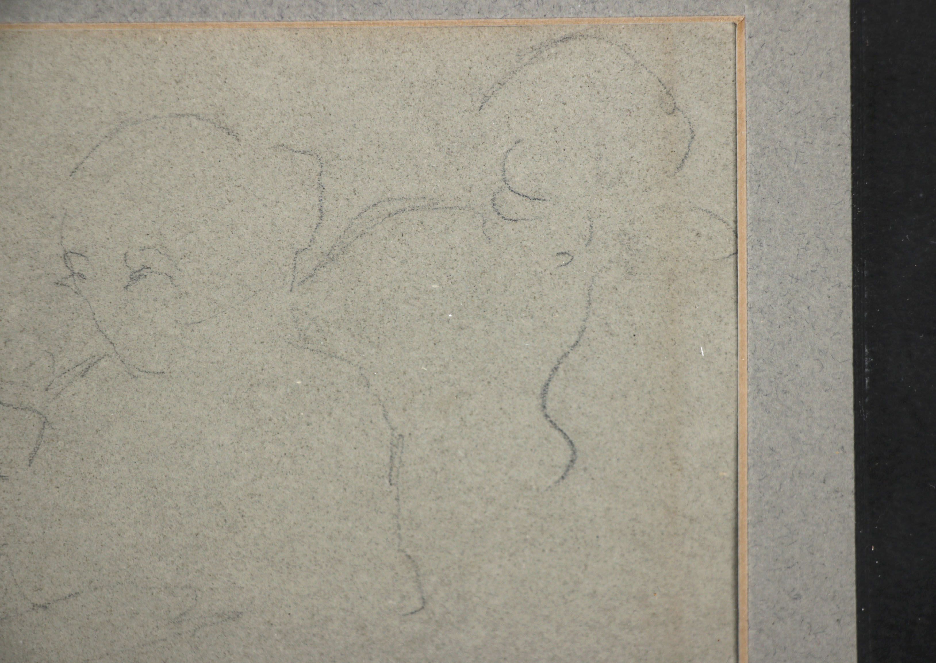 Mary Stevenson Cassatt Pencil Study Sketch of Figures