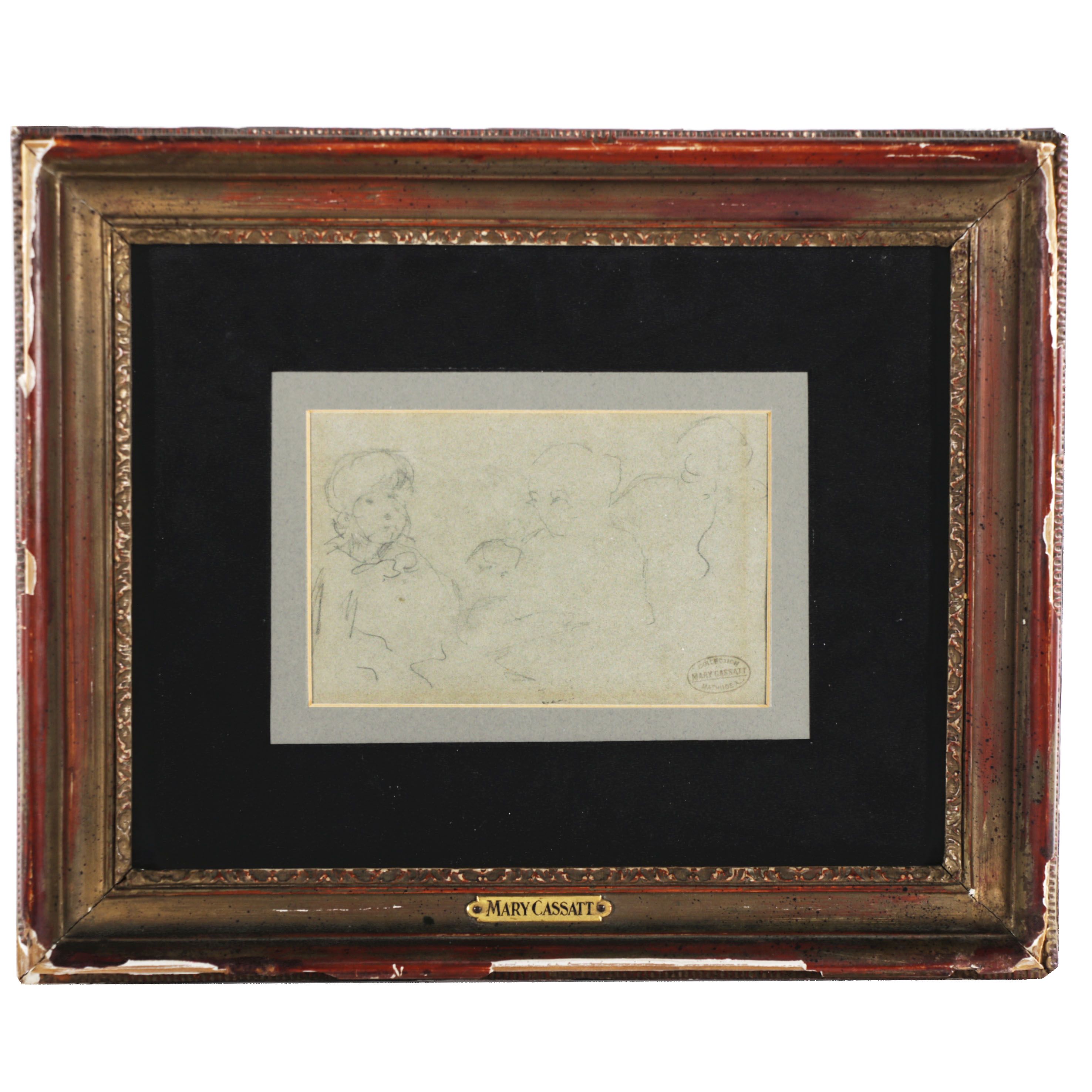 Mary Stevenson Cassatt Pencil Study Sketch of Figures