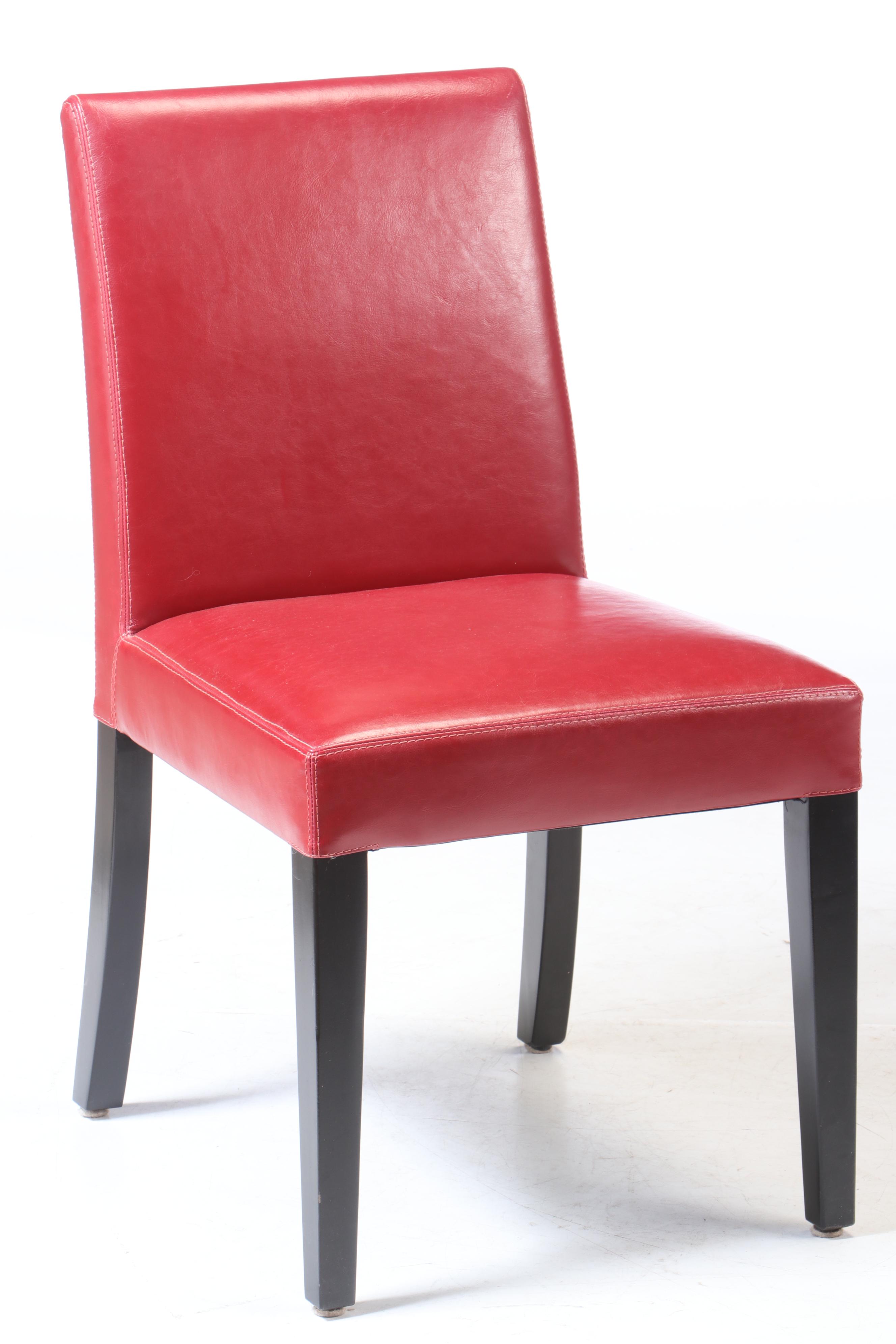 Crate & Barrel "Pullman" Leather Upholstered Side Chairs, Contemporary