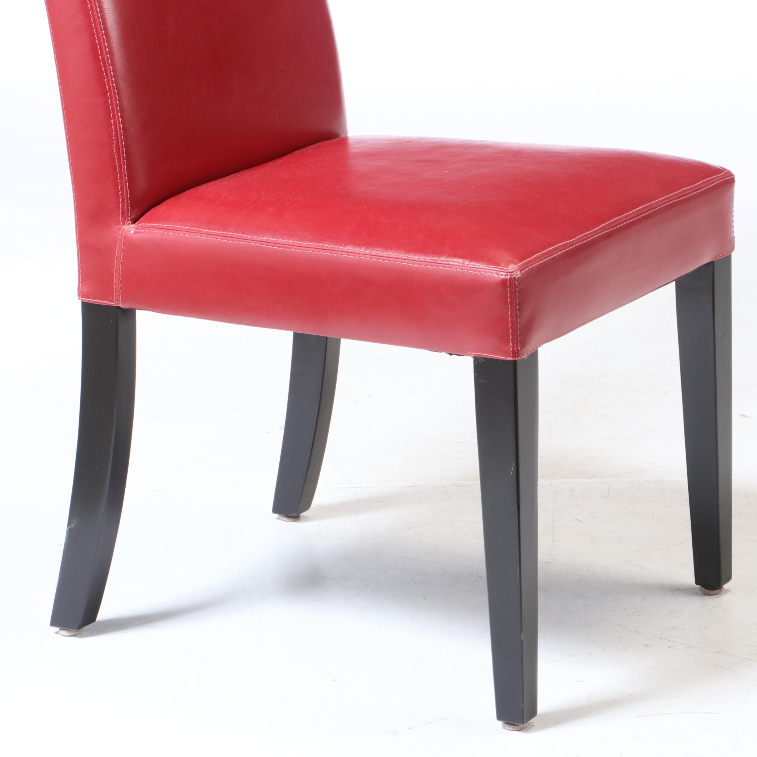 Crate & Barrel "Pullman" Leather Upholstered Side Chairs, Contemporary