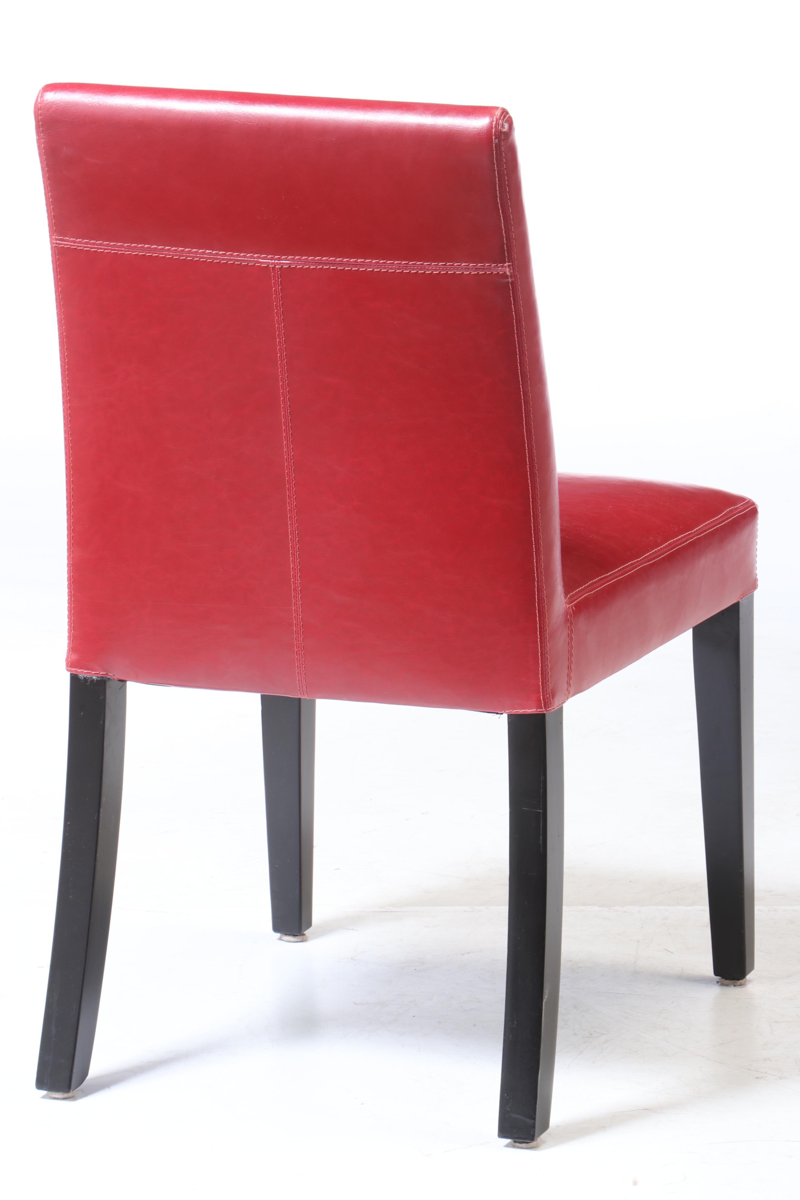 Crate & Barrel "Pullman" Leather Upholstered Side Chairs, Contemporary