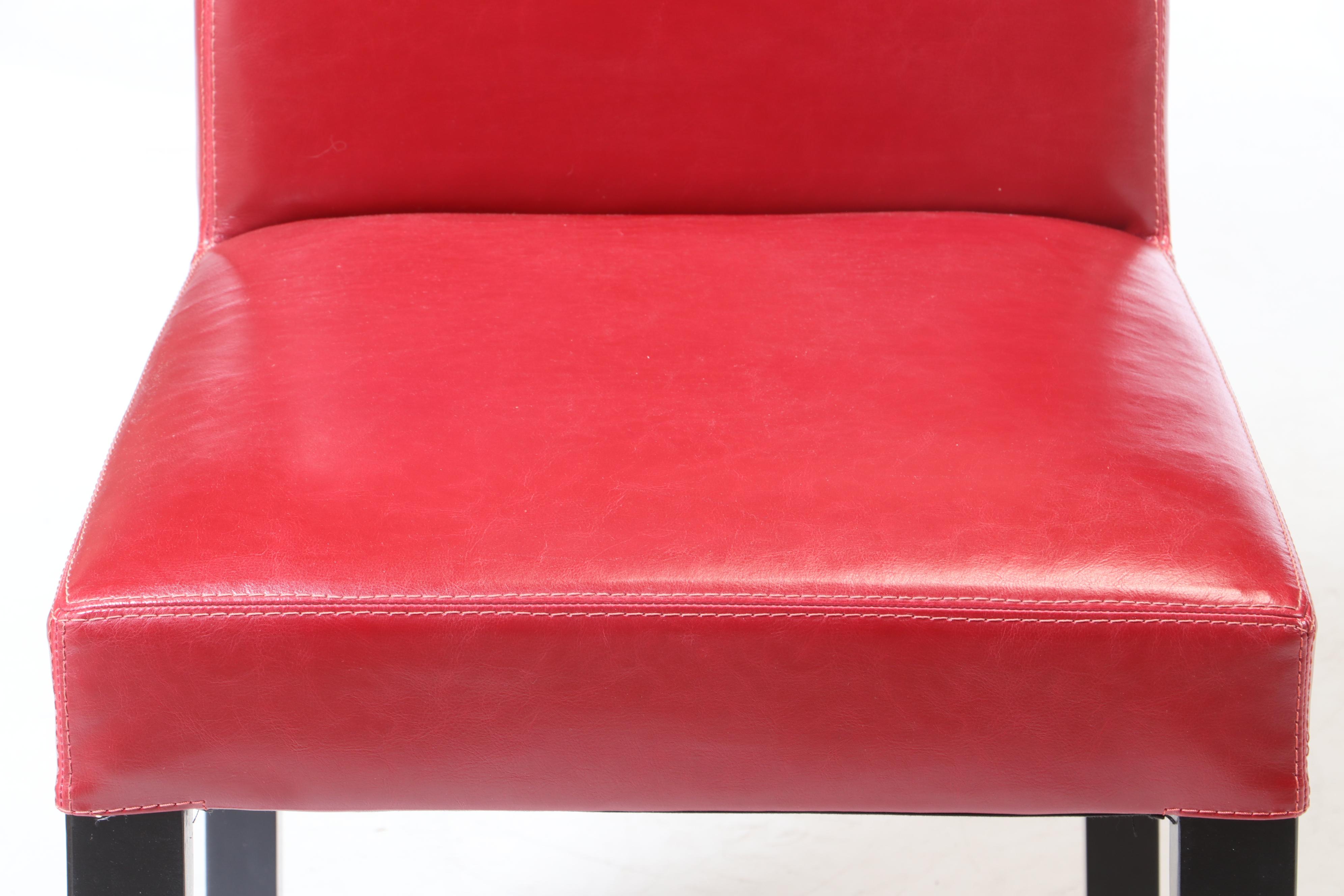 Crate & Barrel "Pullman" Leather Upholstered Side Chairs, Contemporary