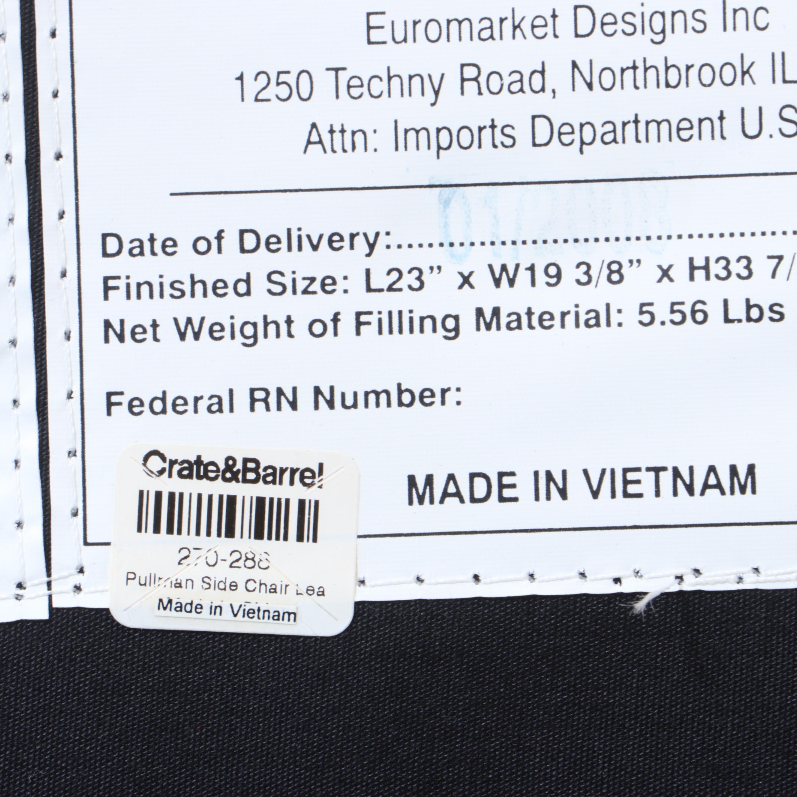 Crate & Barrel "Pullman" Leather Upholstered Side Chairs, Contemporary