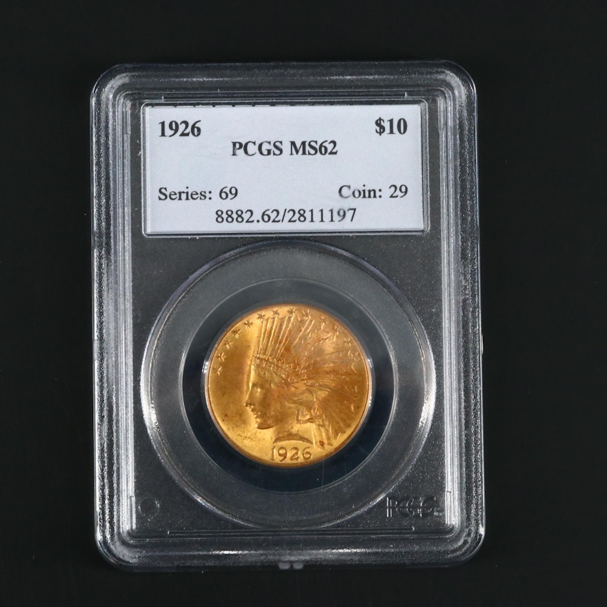 PCGS Graded MS62 1926 Indian Head $10 Gold Coin