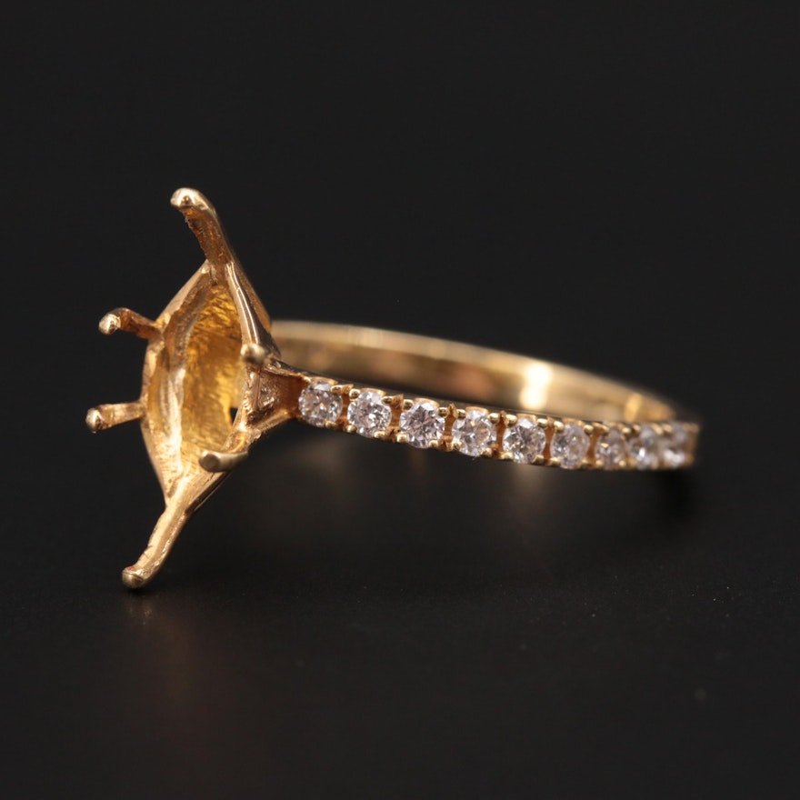 18K Yellow Gold Diamond Semi-Mount Ring