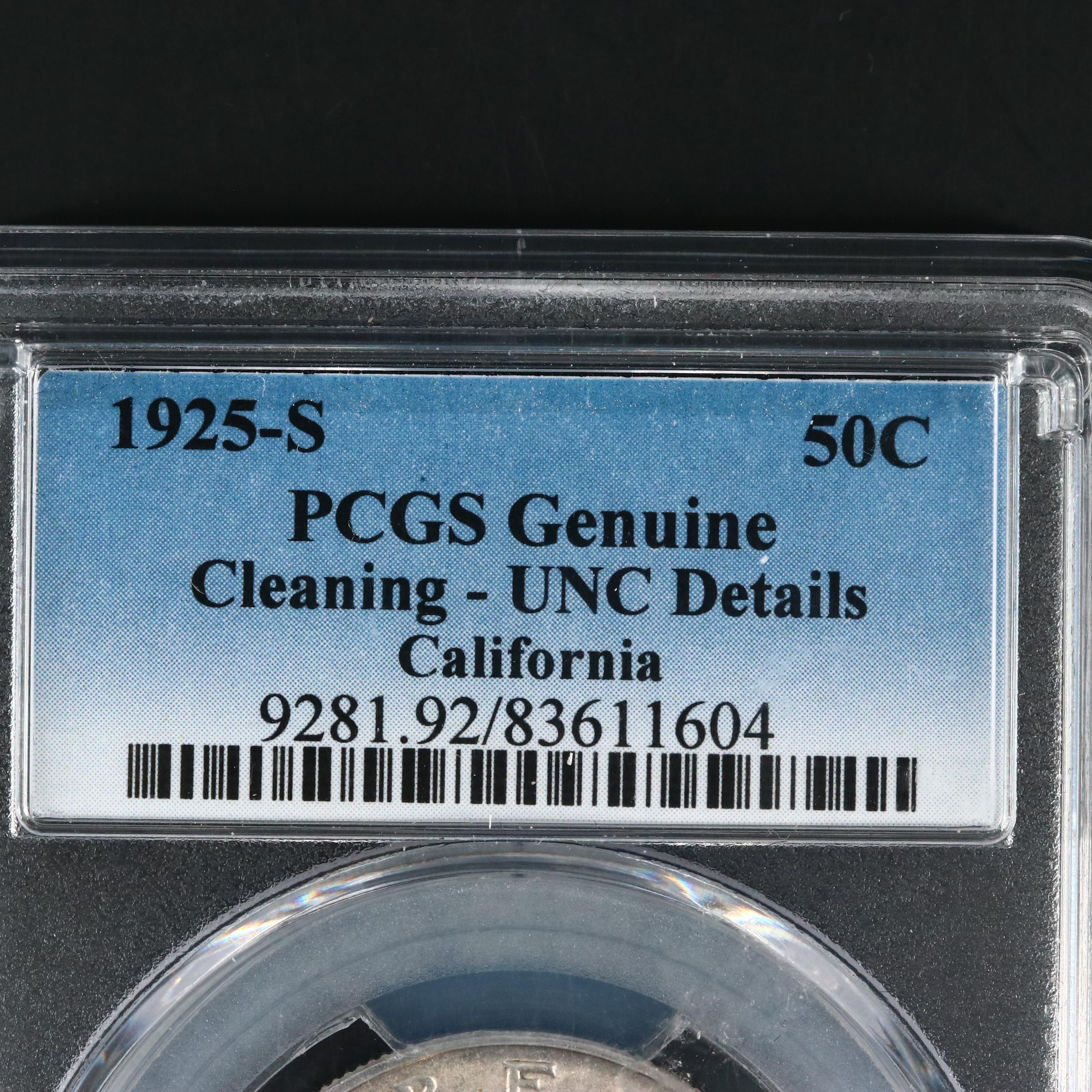 PCGS Genuine 1925-S California Diamond Jubilee Commemorative Silver Half Dollar