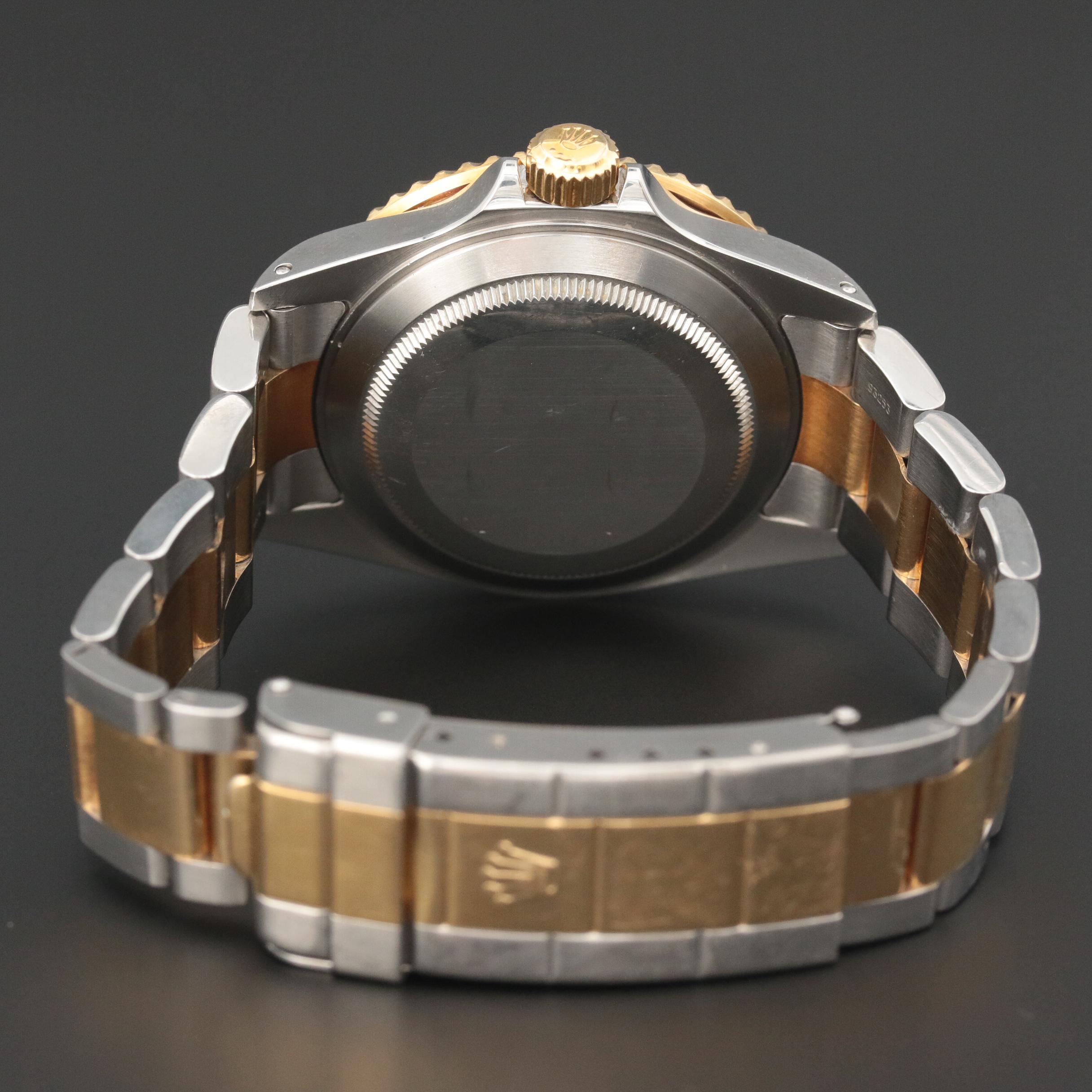 Rolex 18K Submariner Watch with Serti Dial, Diamonds and Sapphires, 1999