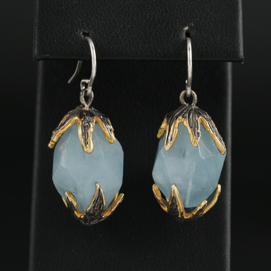 Sterling Silver Blue Beryl Drop Earrings
