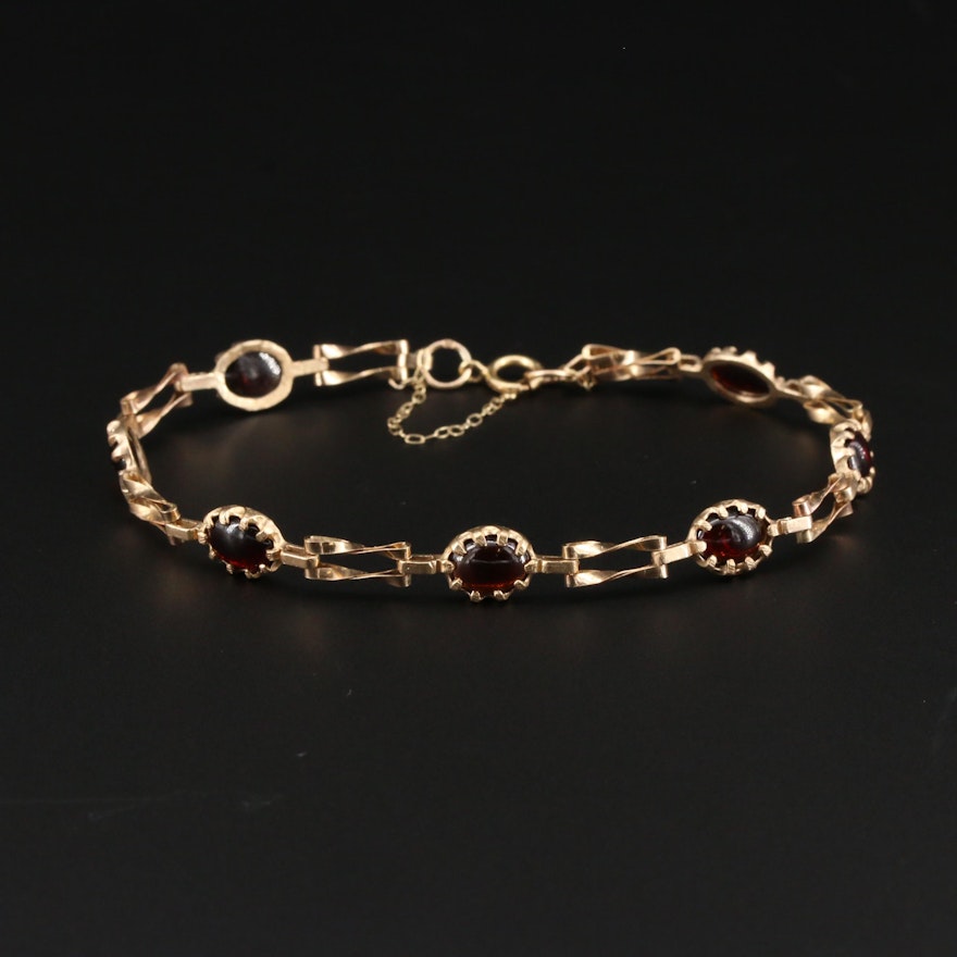 Vintage 9K Yellow Gold Garnet Bracelet