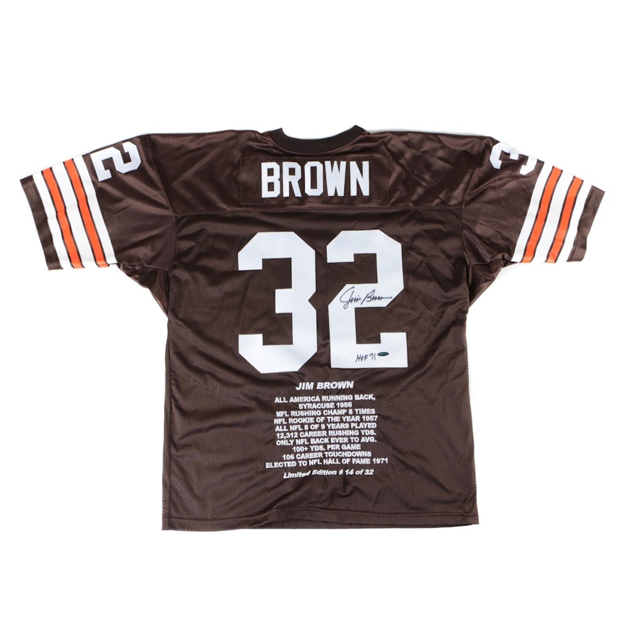 Jim Brown Signed Cleveland Browns "Stats" NFL Jersey, Tristar COA