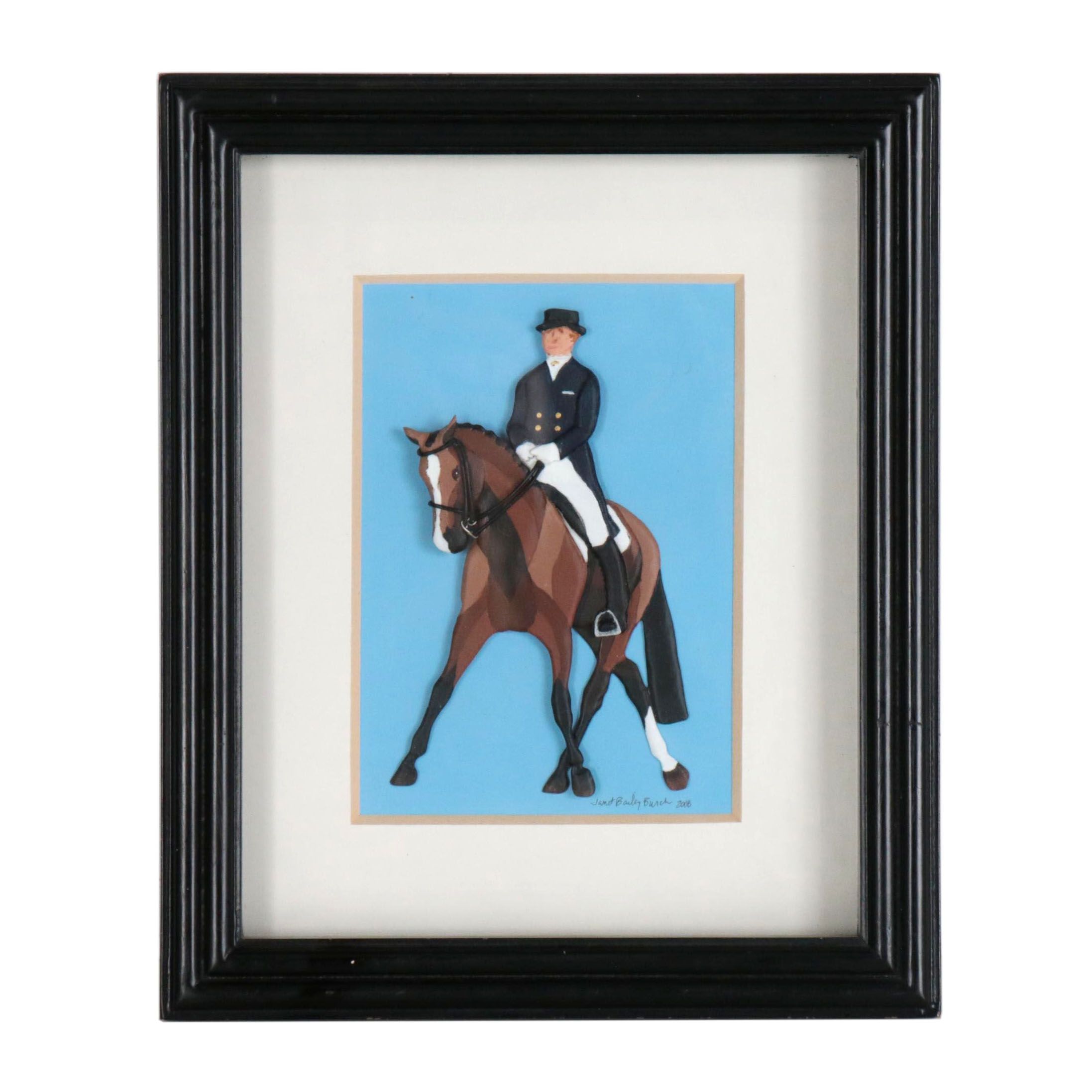 Janet Bailey Burch Relief Sculpture of Dressage Horse and Rider