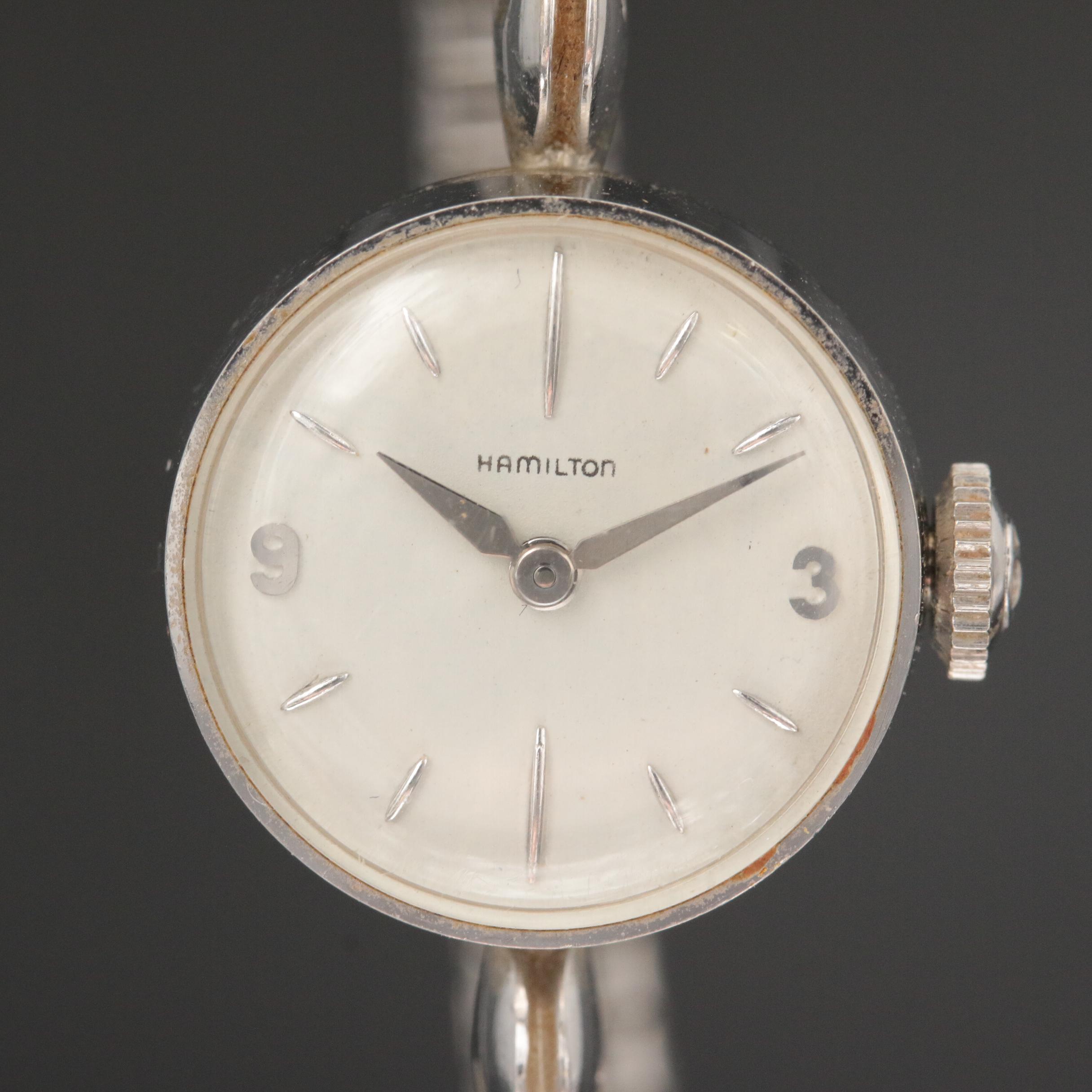 Vintage Hamilton 14K White Gold Stem Wind Watch