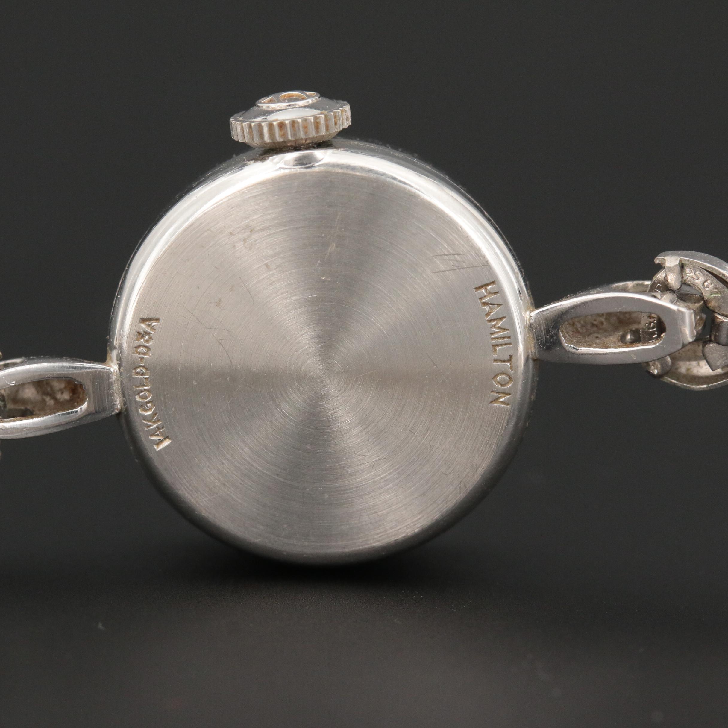Vintage Hamilton 14K White Gold Stem Wind Watch