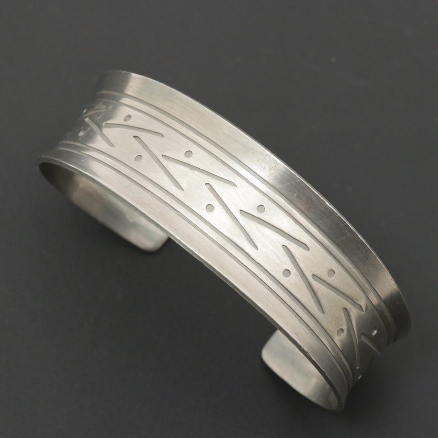 Jorgen Jensen Danish Mid Century Modern Pewter Cuff Bracelet