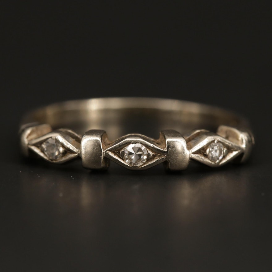 Vintage 14K White Gold Diamond Ring