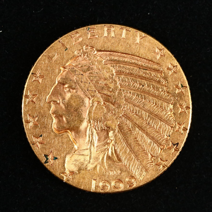 1909 Indian Head $5 Gold Coin