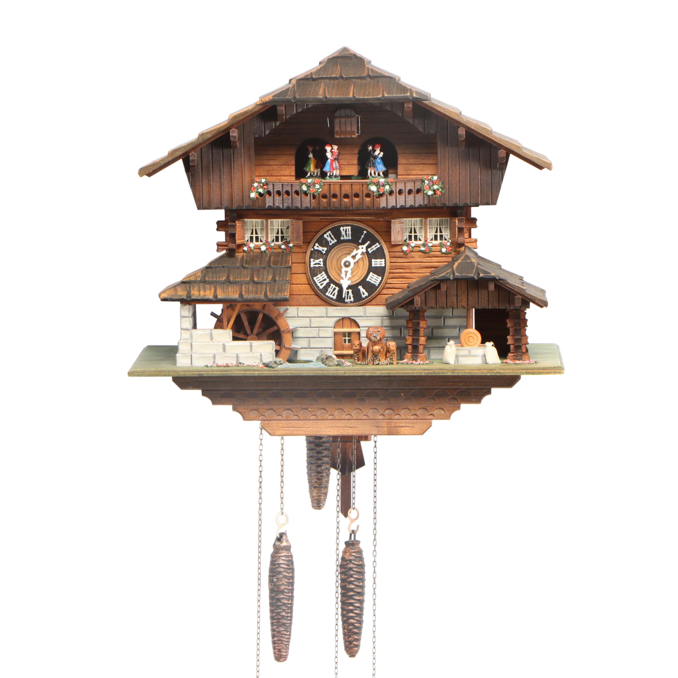 Chalet Cuckoo Clock with Cuendet Swiss Musical Movement, Late 20th Century