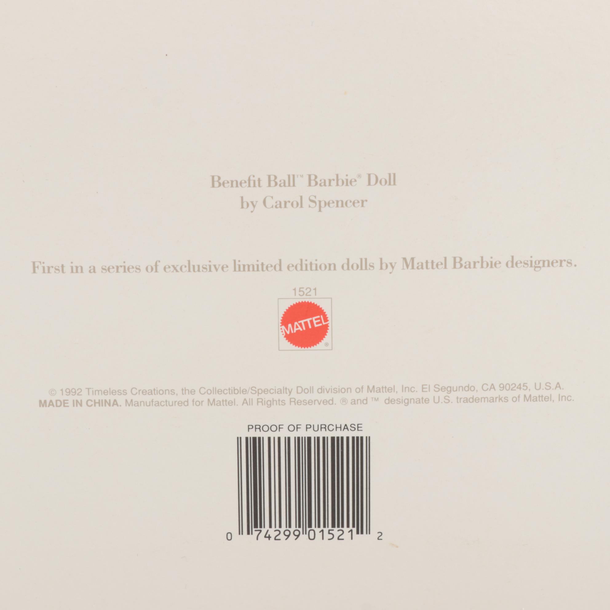 "Benefit Ball" Barbie Doll, First in Classique Collection Series, 1992