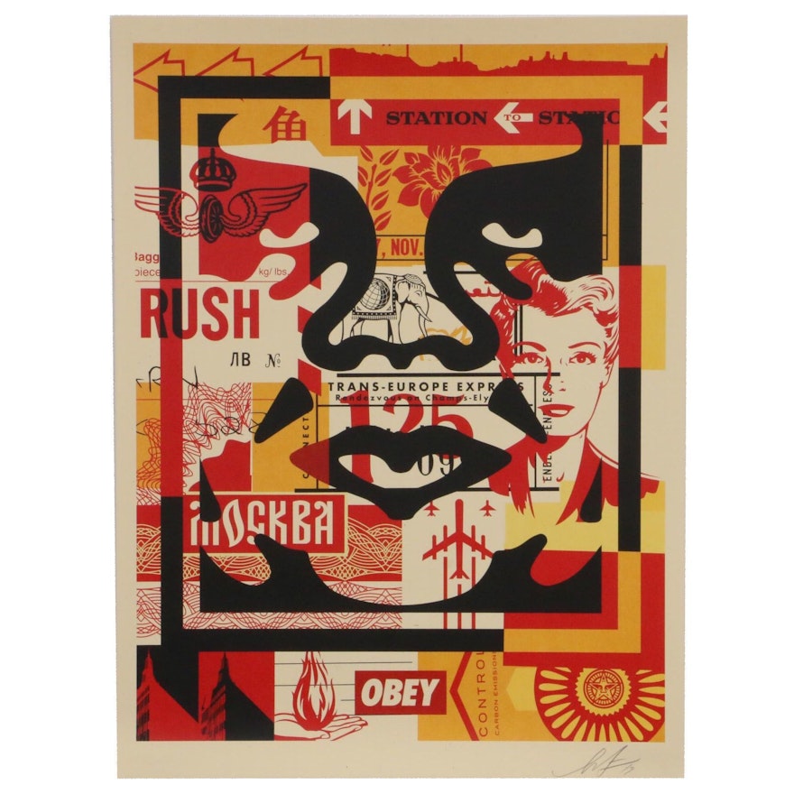Shepard Fairey Offset Poster "OBEY 3-Face Collage," 2019